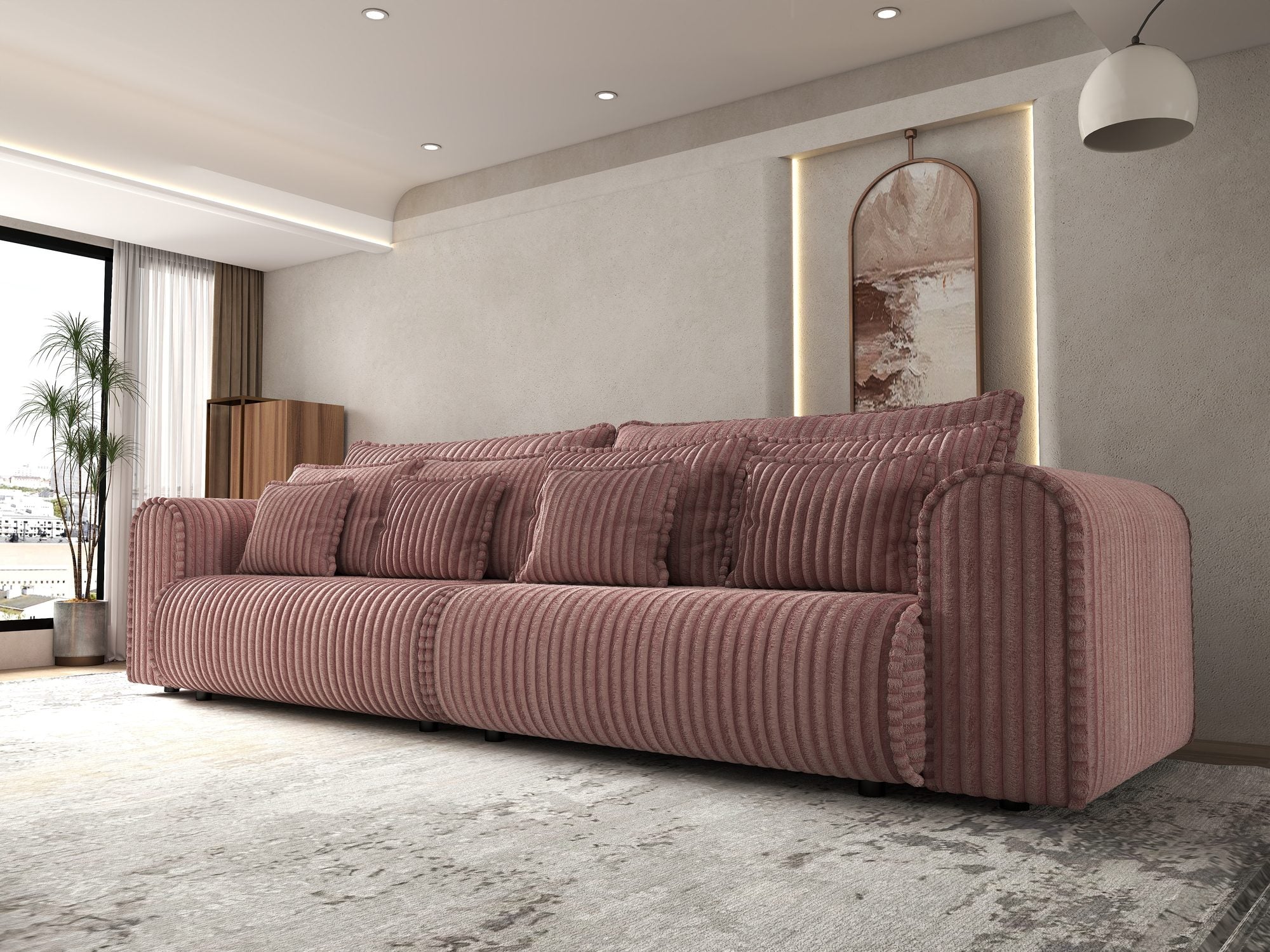 Canapea extensibilă dumonde cu ladă de depozitare Monaco Tilia Roz 300x130 cm