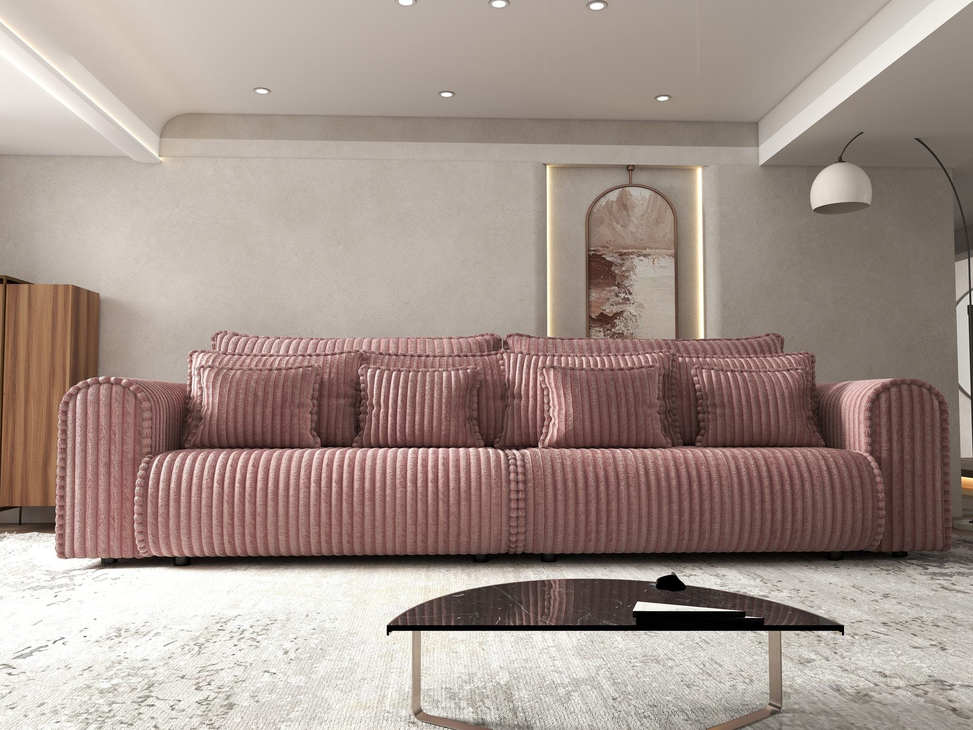Canapea extensibilă dumonde cu ladă de depozitare Monaco Tilia Roz 300x130 cm