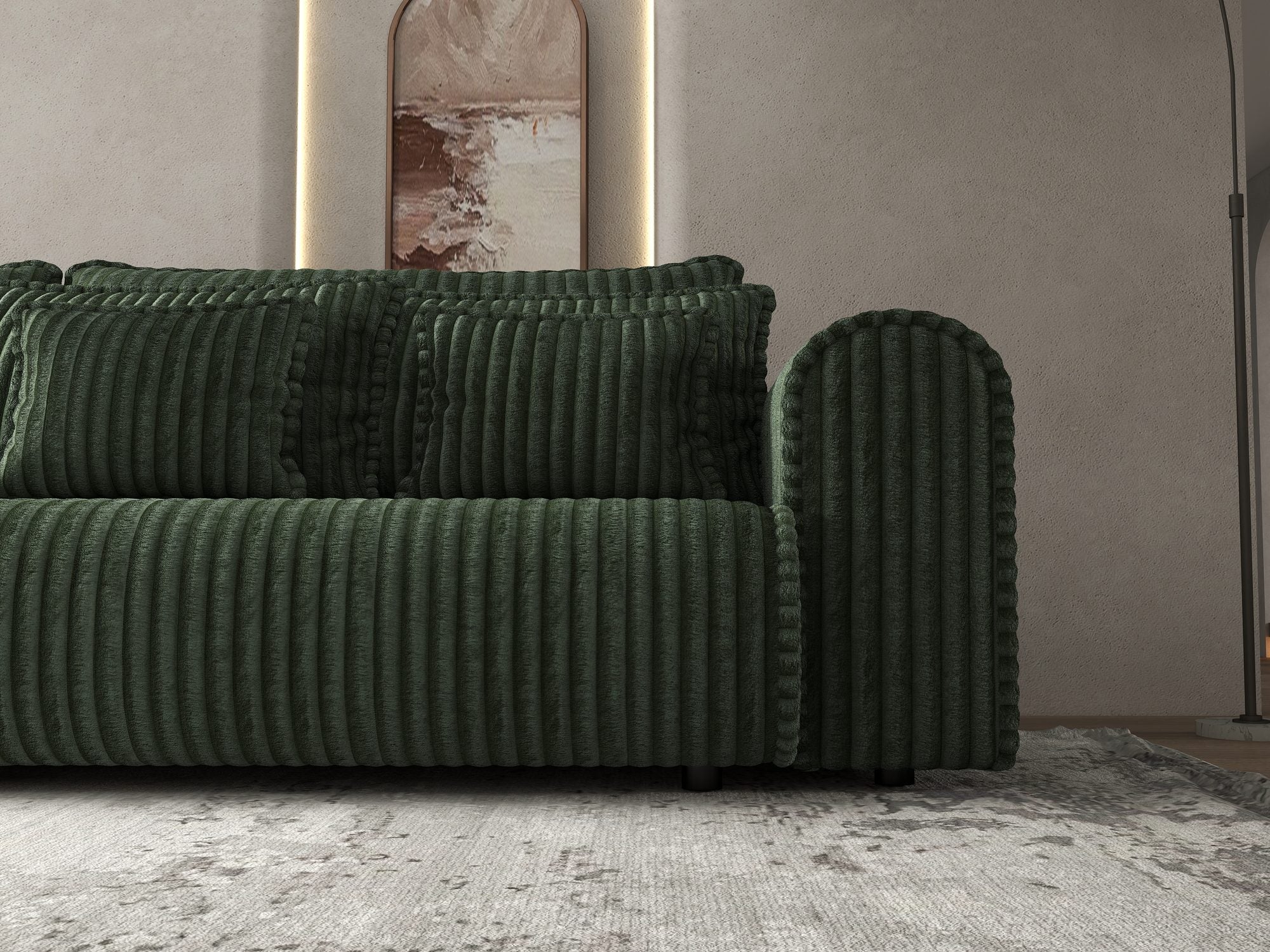 Canapea extensibilă dumonde cu ladă de depozitare si sezut confortabil din spuma high-density, Monaco Tilia Verde 300x130 cm