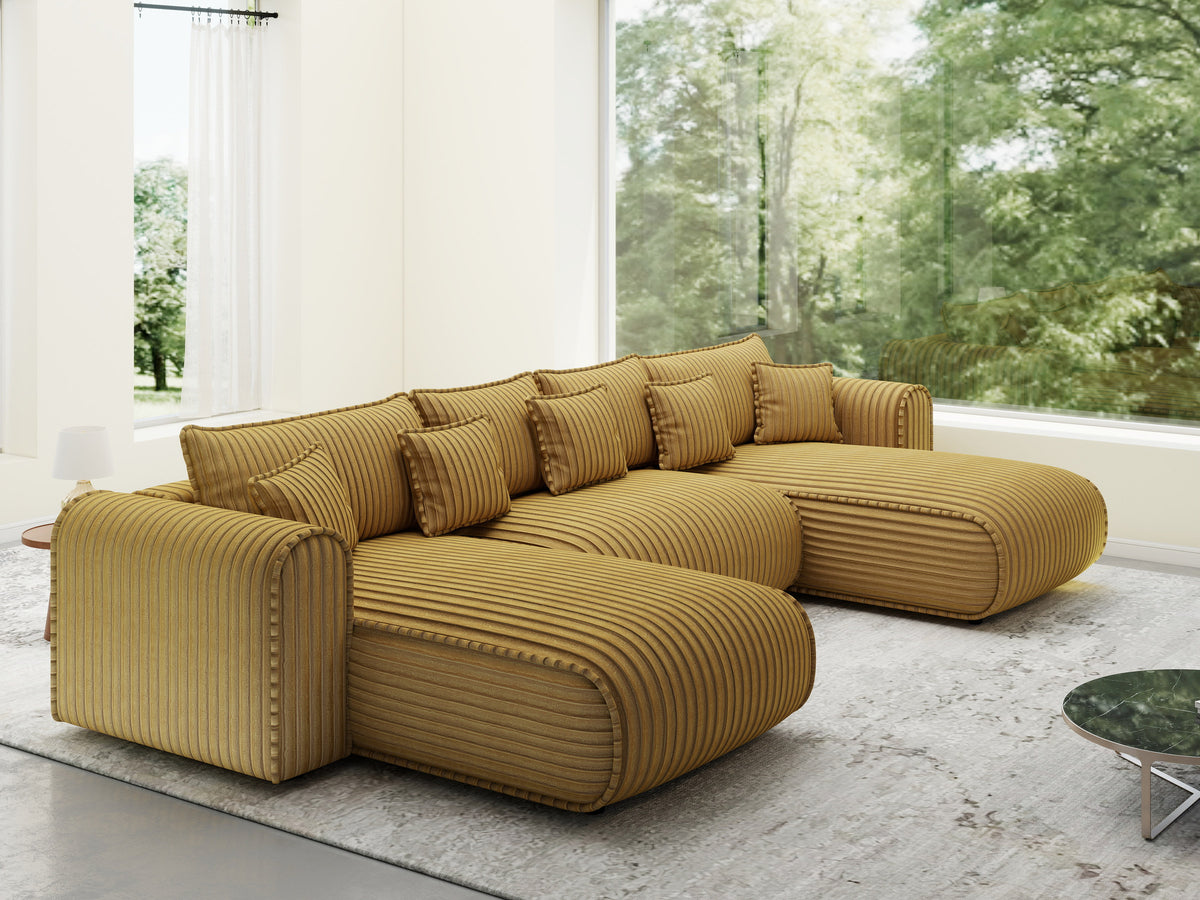 Colțar extensibil dumonde în formă de U cu ladă de depozitare Monaco U Ambience Amber 390x190 cm — imagine 1