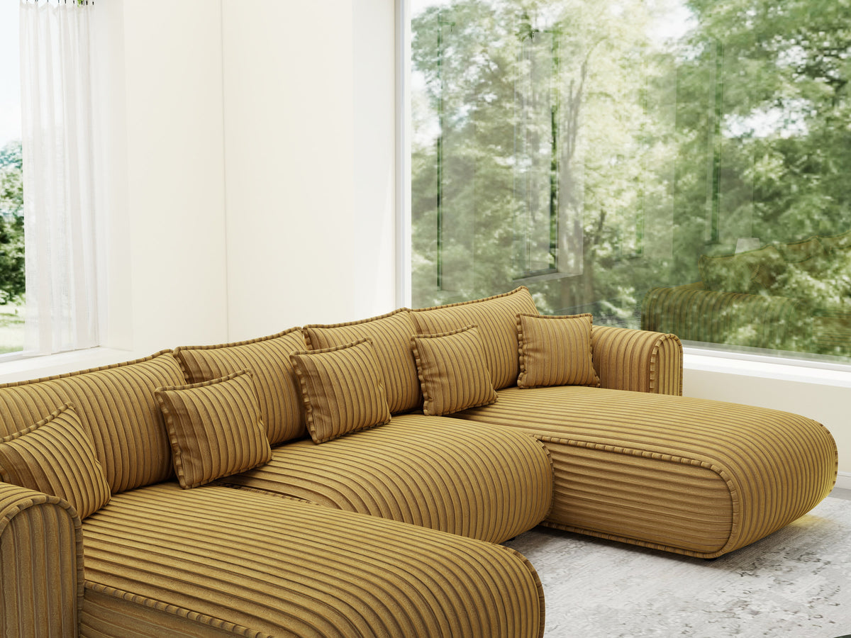 Colțar extensibil dumonde în formă de U cu ladă de depozitare Monaco U Ambience Amber 390x190 cm — imagine 7
