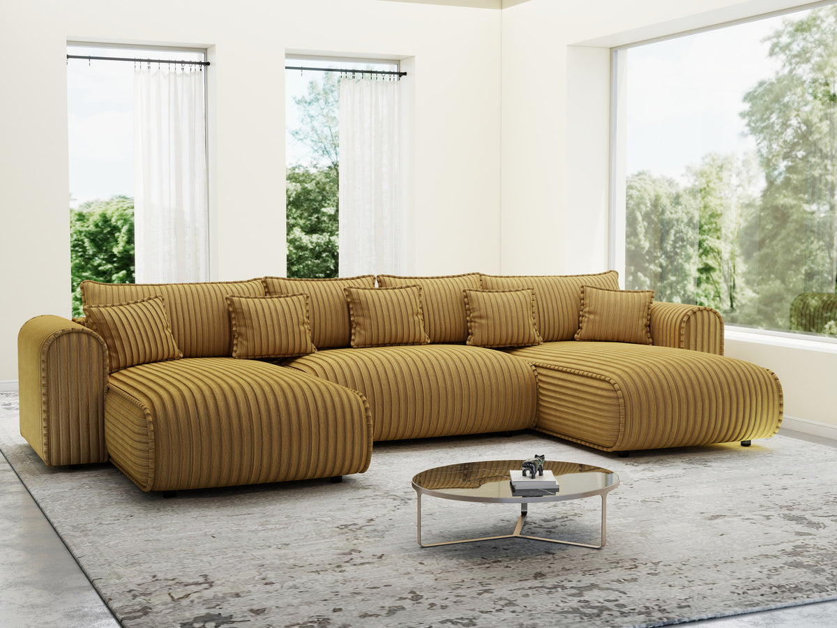 Colțar extensibil dumonde în formă de U cu ladă de depozitare Monaco U Ambience Amber 390x190 cm — imagine 9