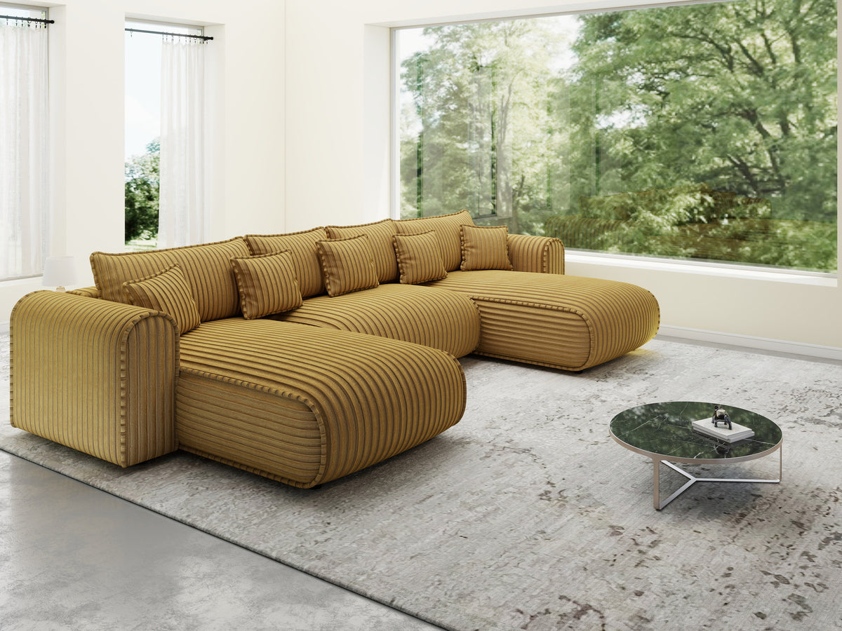 Colțar extensibil dumonde în formă de U cu ladă de depozitare Monaco U Ambience Amber 390x190 cm — imagine 10