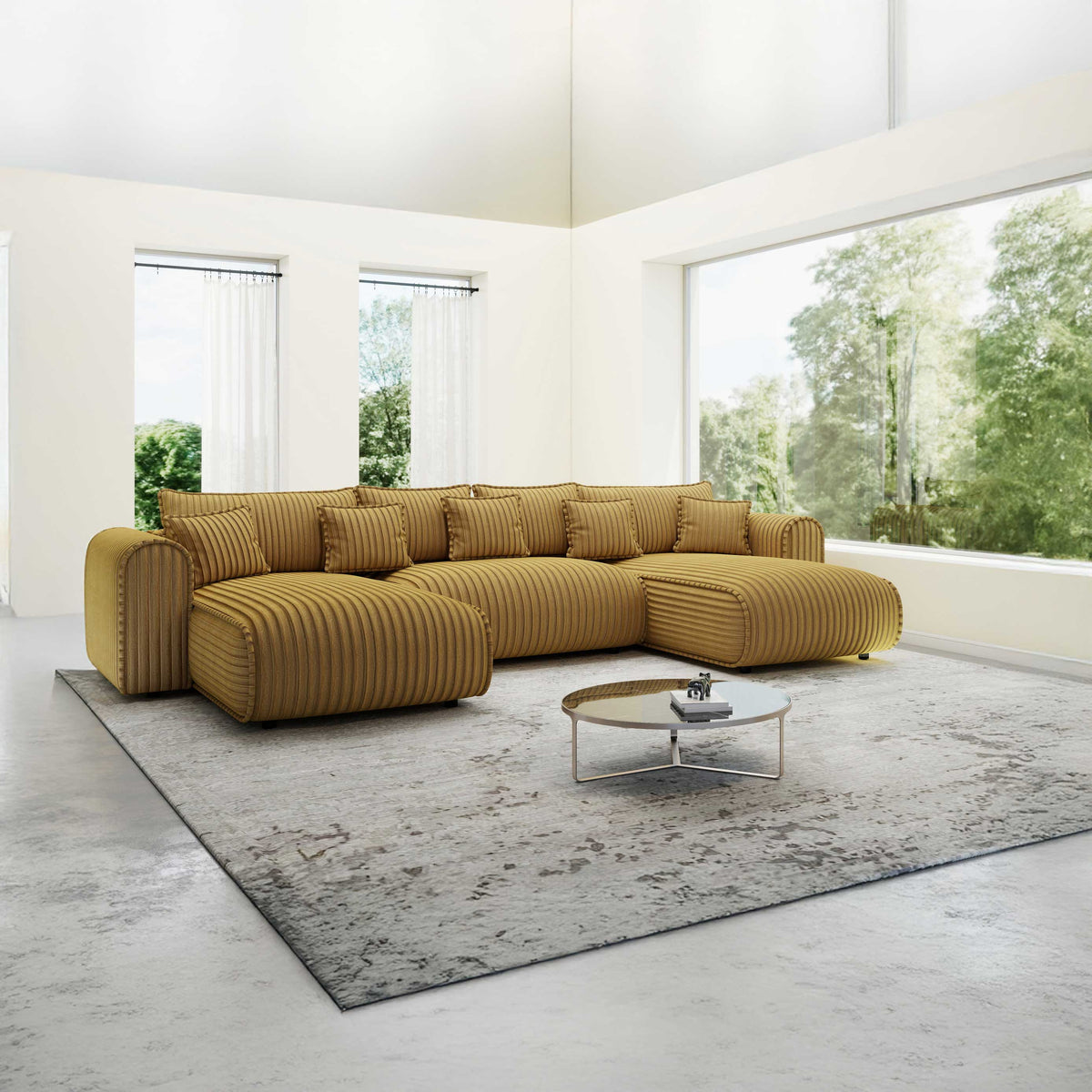 Colțar extensibil dumonde în formă de U cu ladă de depozitare Monaco U Ambience Amber 390x190 cm — imagine principală