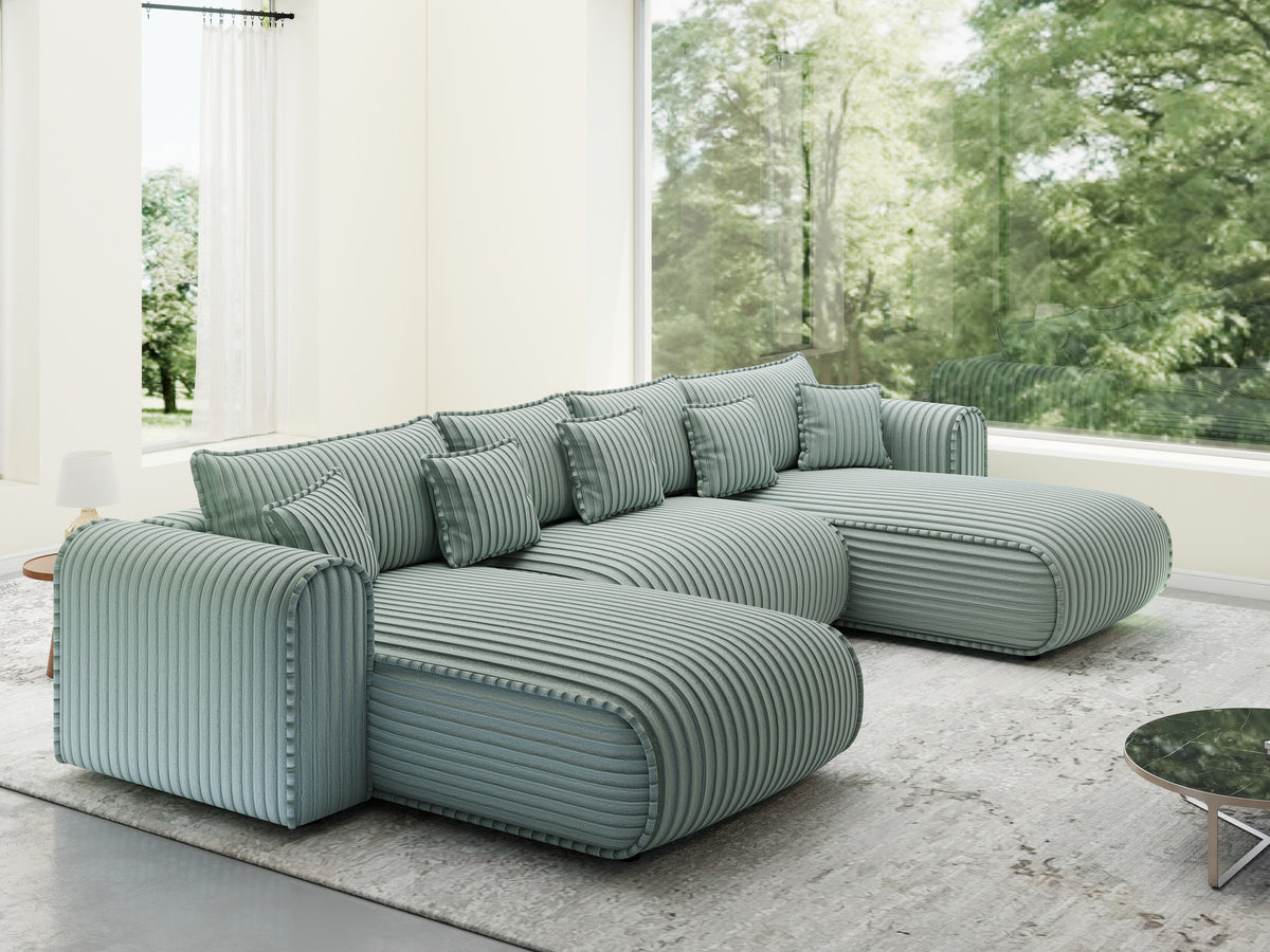 Colțar extensibil dumonde în formă de U cu ladă de depozitare Monaco U Ambience Sage 390x190 cm — imagine 1