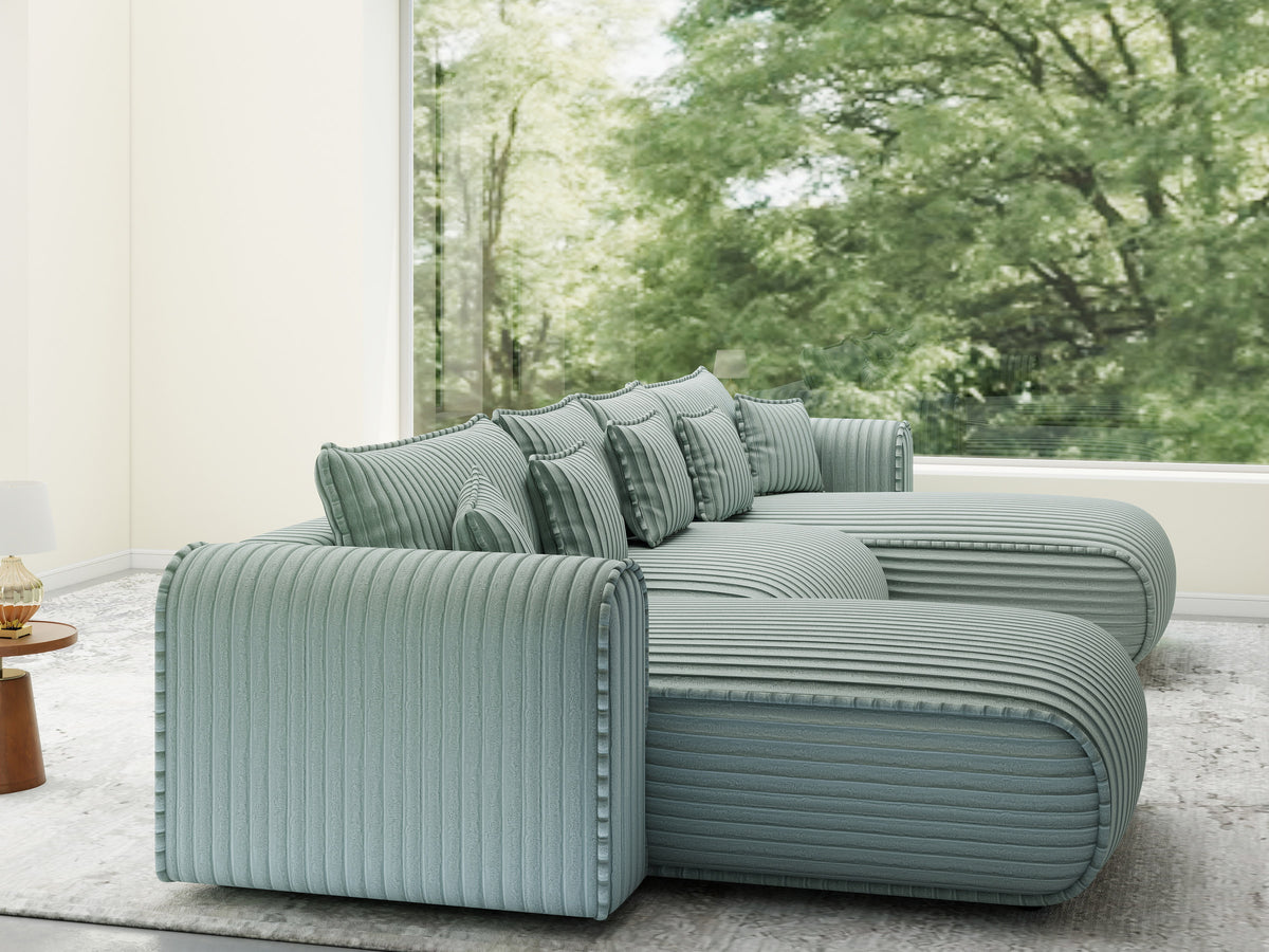 Colțar extensibil dumonde în formă de U cu ladă de depozitare Monaco U Ambience Sage 390x190 cm — imagine 3