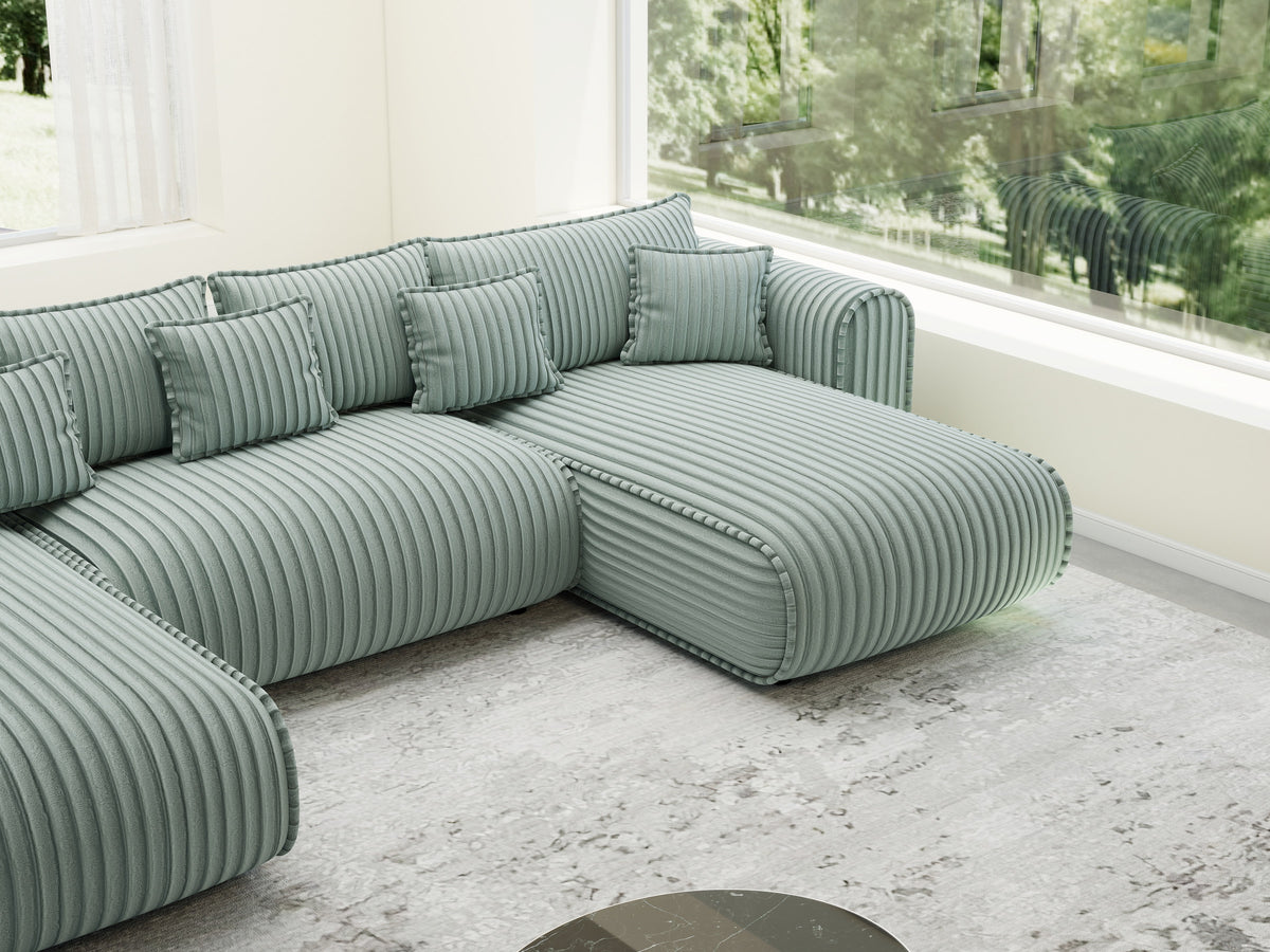 Colțar extensibil dumonde în formă de U cu ladă de depozitare Monaco U Ambience Sage 390x190 cm — imagine 5