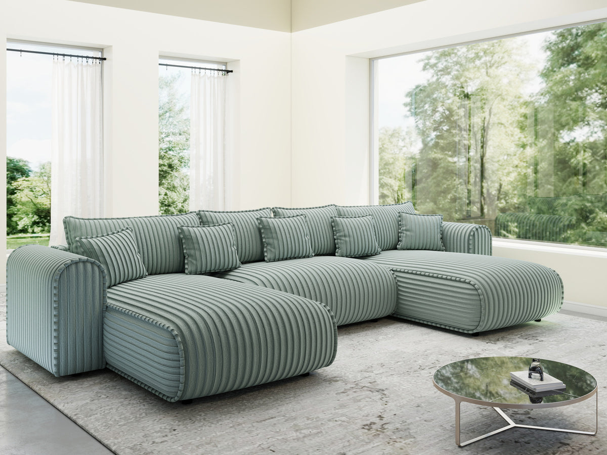 Colțar extensibil dumonde în formă de U cu ladă de depozitare Monaco U Ambience Sage 390x190 cm — imagine 8