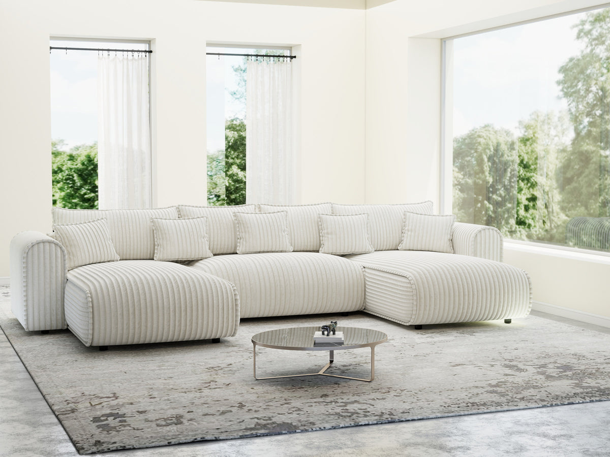 Colțar extensibil dumonde în formă de U cu ladă de depozitare Monaco U Tilia Crem 390x190 cm — imagine 2