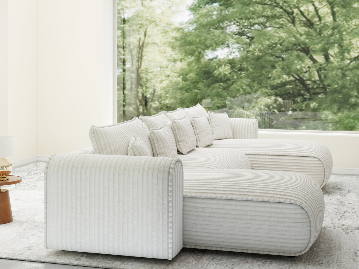 Colțar extensibil dumonde în formă de U cu ladă de depozitare Monaco U Tilia Crem 390x190 cm — imagine 3