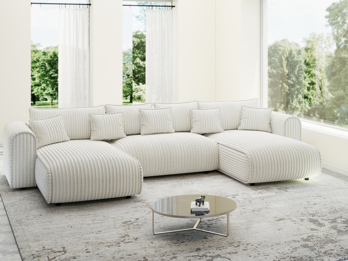 Colțar extensibil dumonde în formă de U cu ladă de depozitare Monaco U Tilia Crem 390x190 cm — imagine 6
