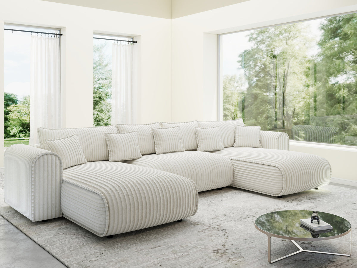 Colțar extensibil dumonde în formă de U cu ladă de depozitare Monaco U Tilia Crem 390x190 cm — imagine 8