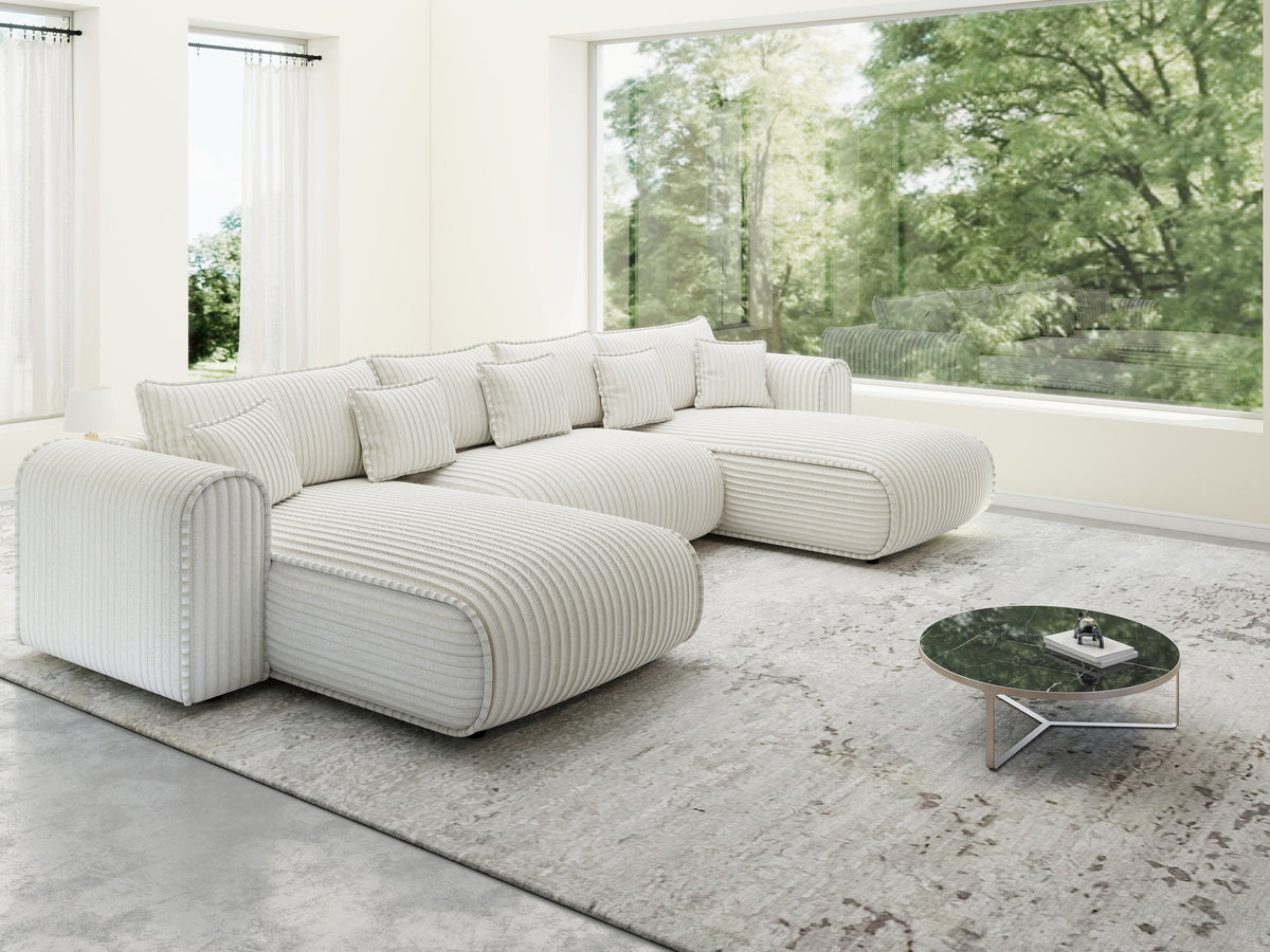 Colțar extensibil dumonde în formă de U cu ladă de depozitare Monaco U Tilia Crem 390x190 cm — imagine 10