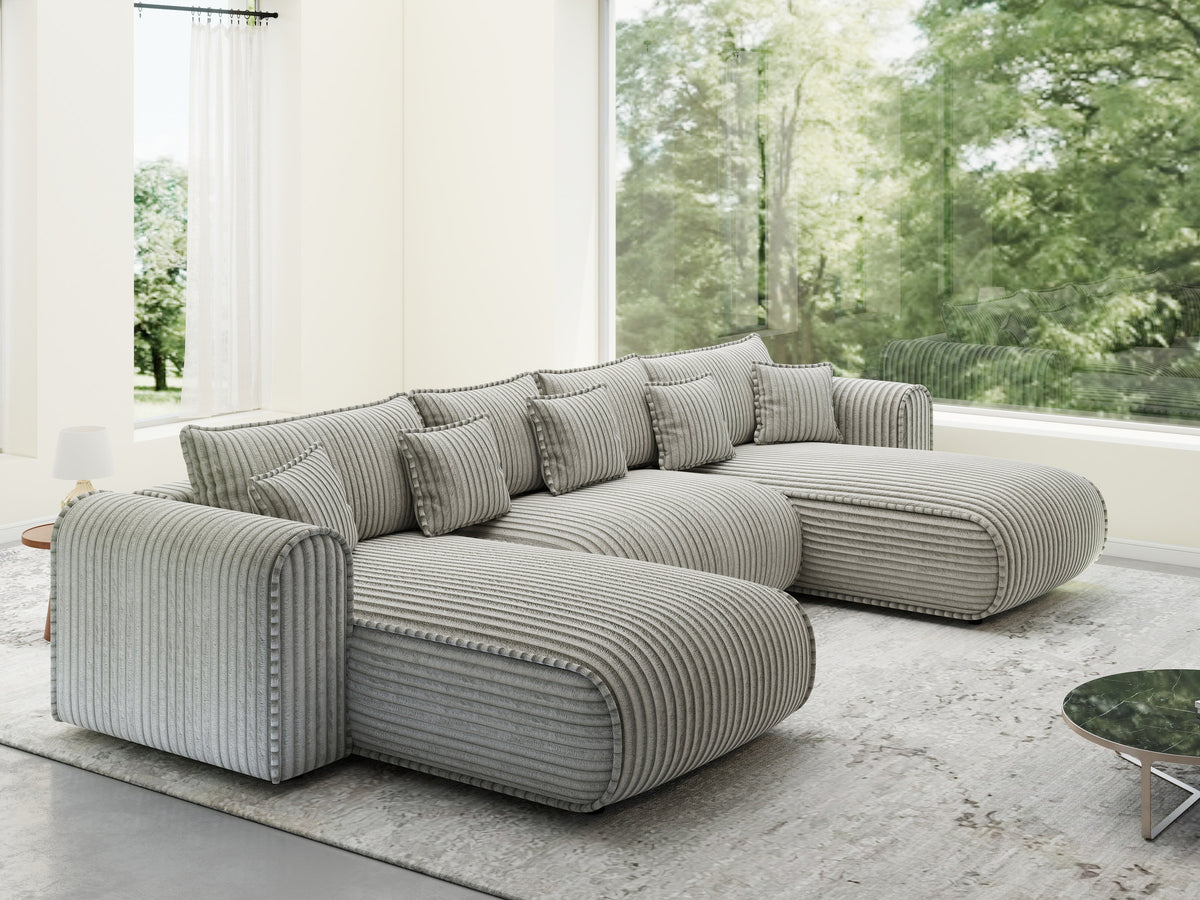 Colțar extensibil dumonde în formă de U cu ladă de depozitare Monaco U Tilia Capucino 390x190 cm — imagine 1