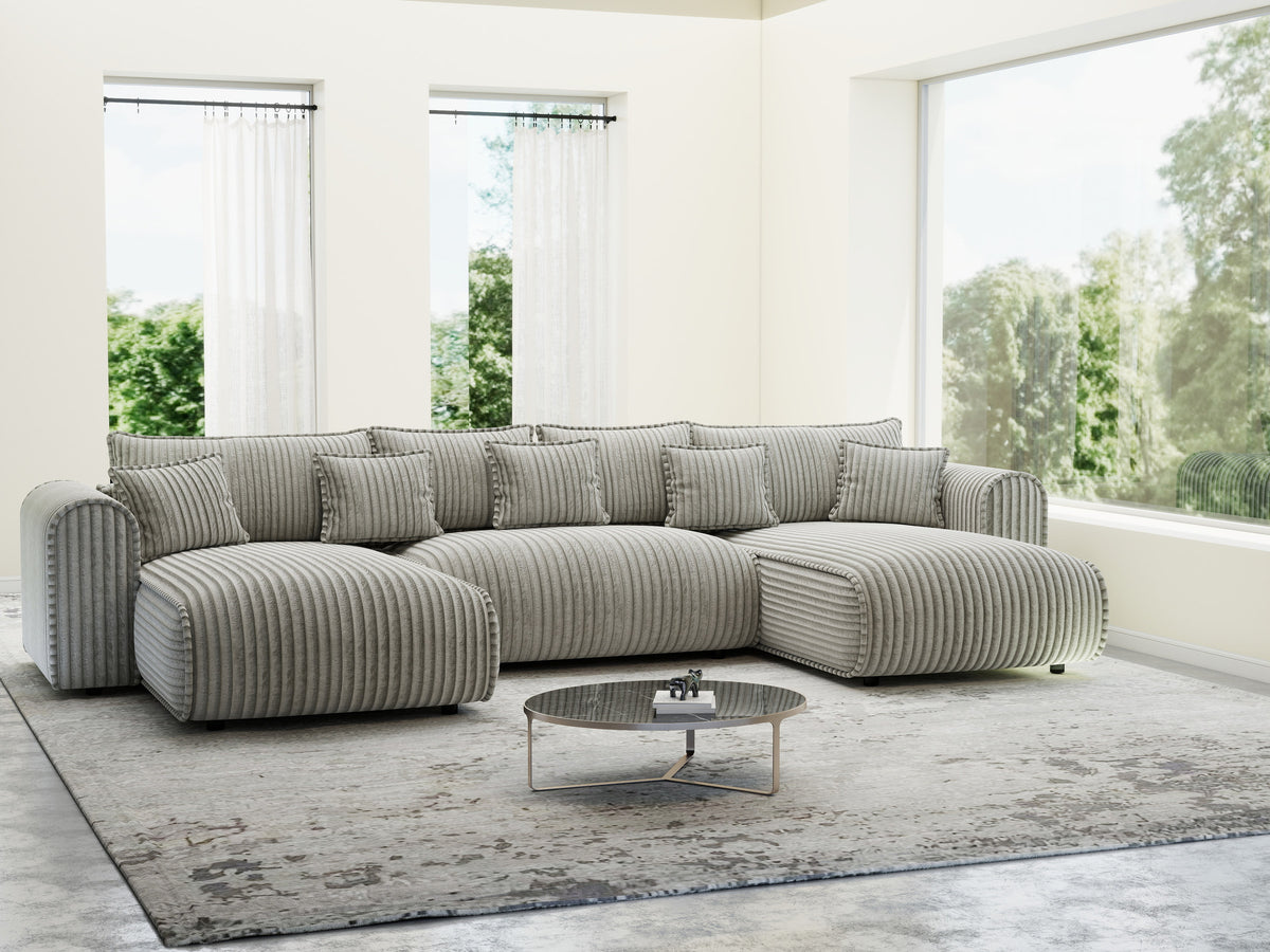 Colțar extensibil dumonde în formă de U cu ladă de depozitare Monaco U Tilia Capucino 390x190 cm — imagine 2