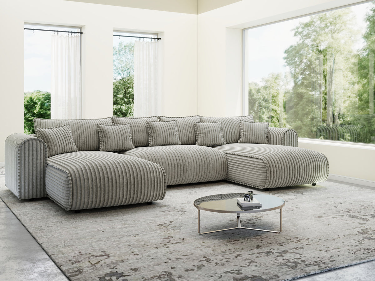 Colțar extensibil dumonde în formă de U cu ladă de depozitare Monaco U Tilia Capucino 390x190 cm — imagine 4