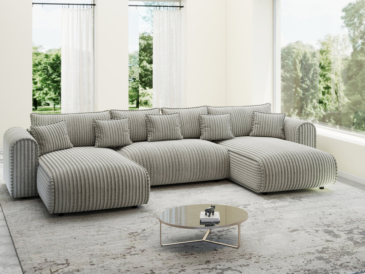 Colțar extensibil dumonde în formă de U cu ladă de depozitare Monaco U Tilia Capucino 390x190 cm — imagine 6