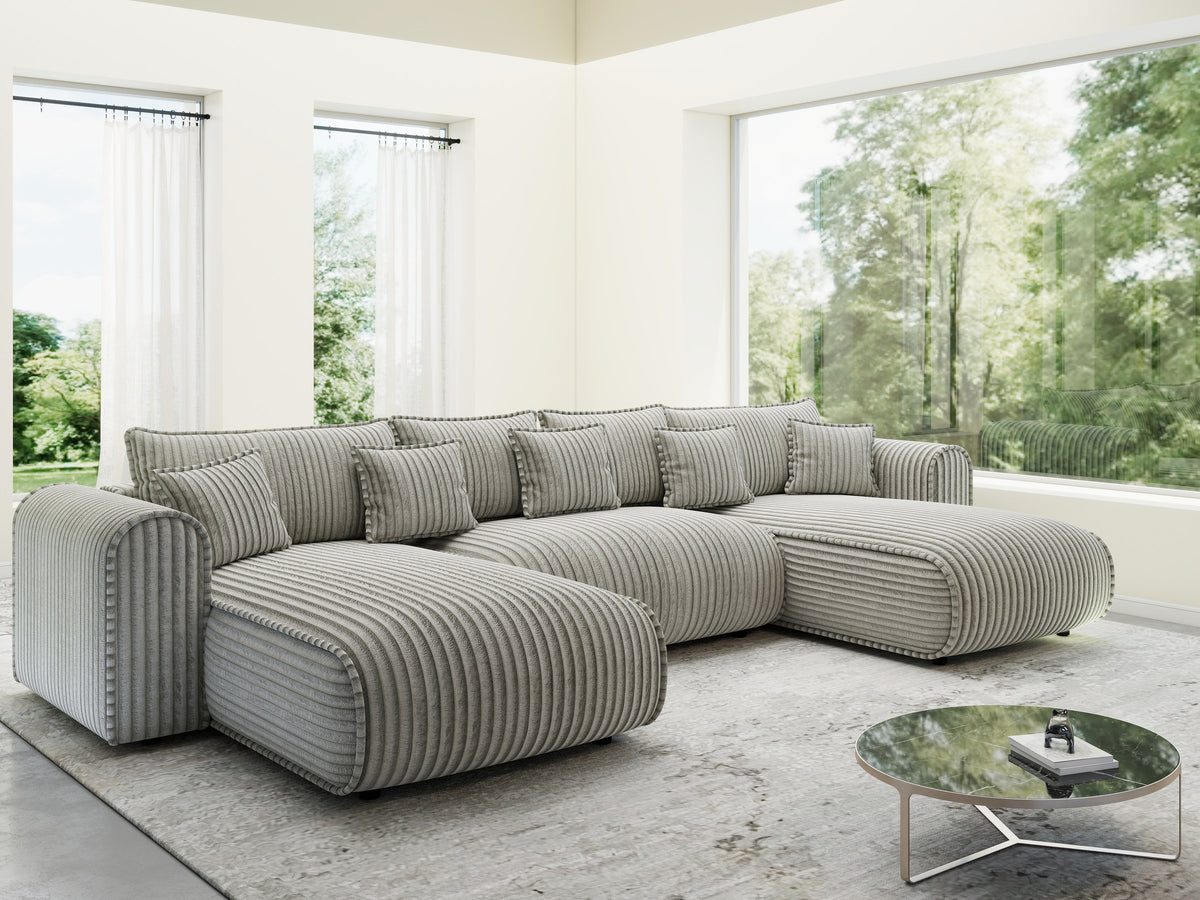 Colțar extensibil dumonde în formă de U cu ladă de depozitare Monaco U Tilia Capucino 390x190 cm — imagine 8