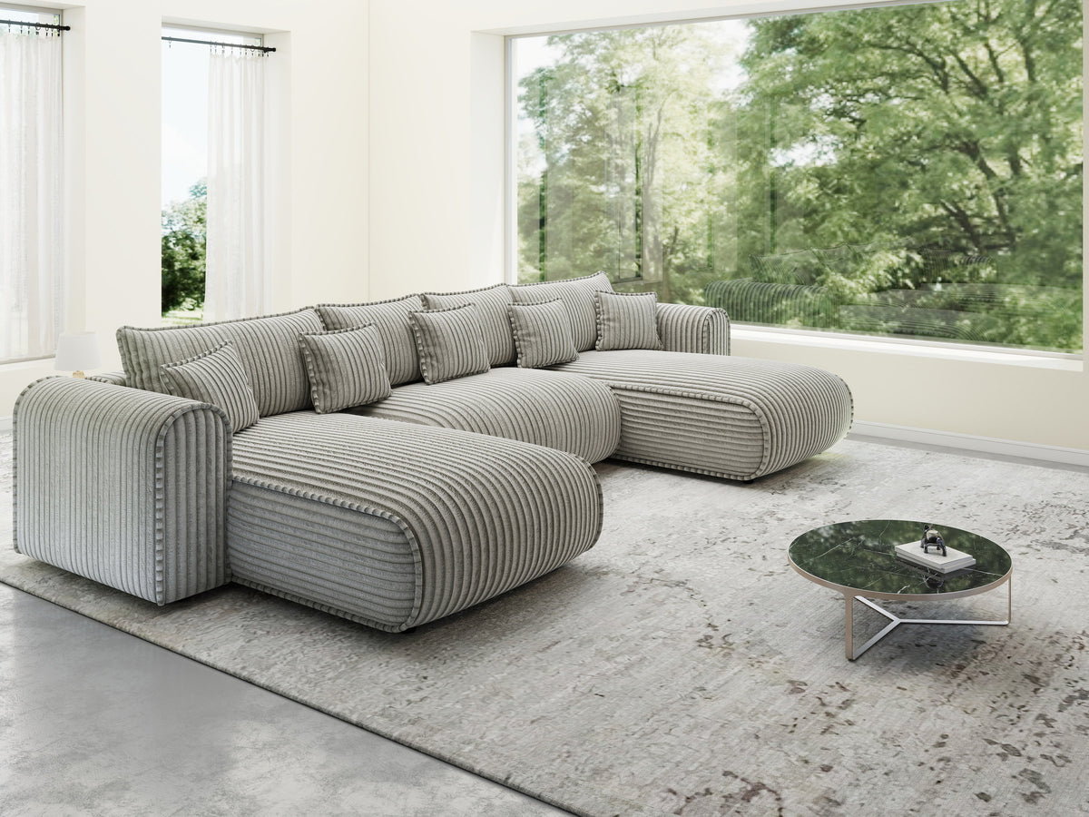 Colțar extensibil dumonde în formă de U cu ladă de depozitare Monaco U Tilia Capucino 390x190 cm — imagine 10