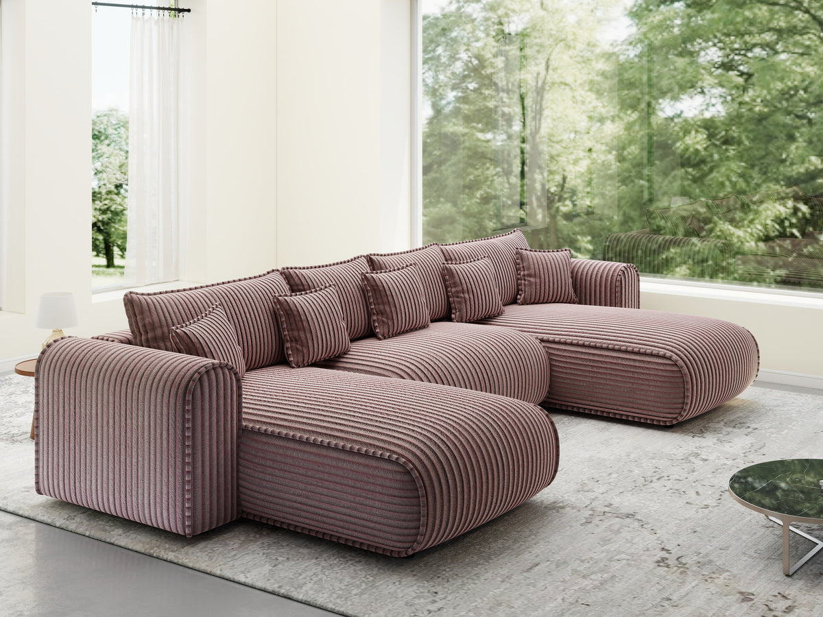 Colțar extensibil dumonde în formă de U cu ladă de depozitare Monaco U Tilia Roz 390x190 cm — imagine 1