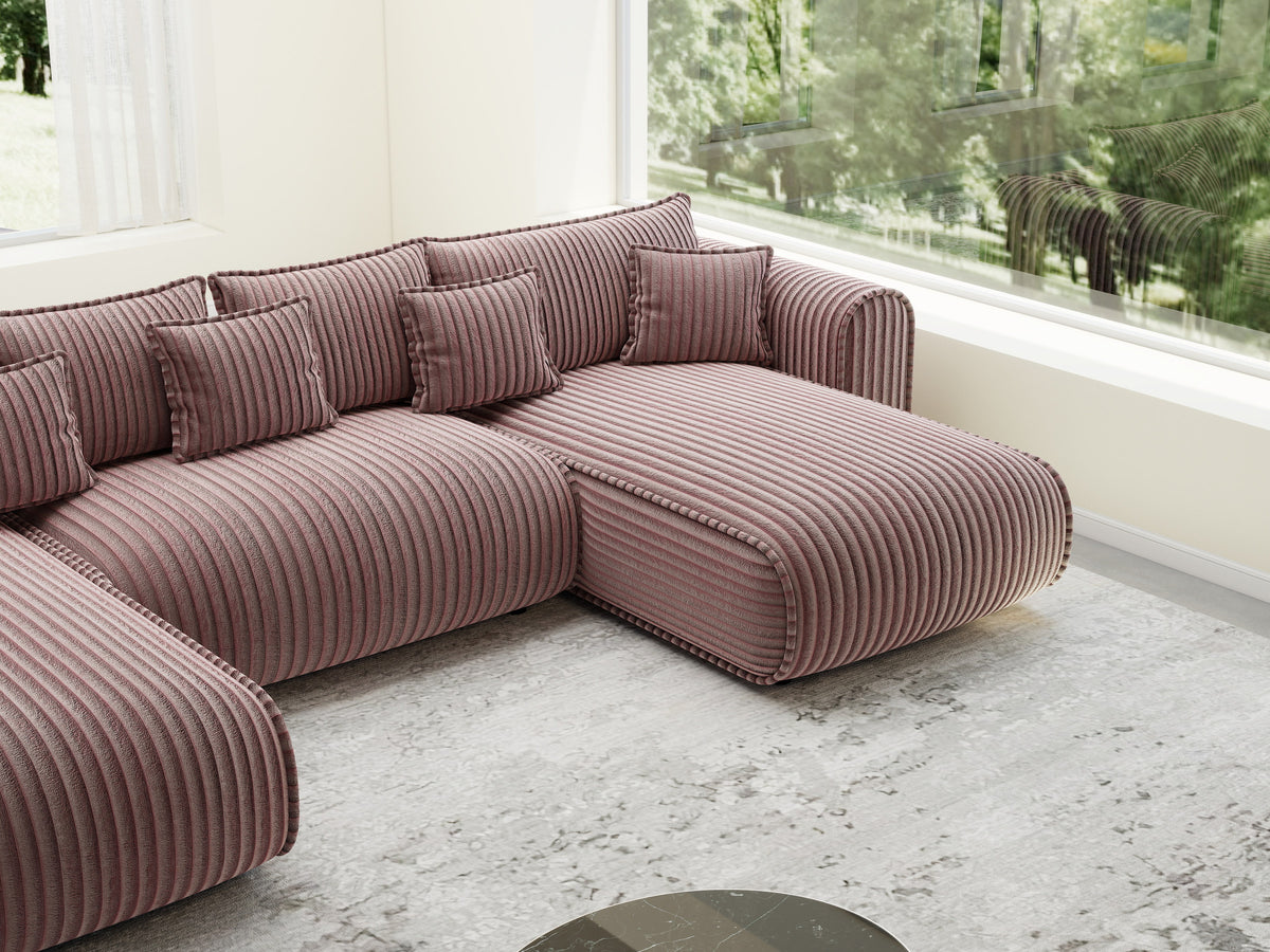 Colțar extensibil dumonde în formă de U cu ladă de depozitare Monaco U Tilia Roz 390x190 cm — imagine 5