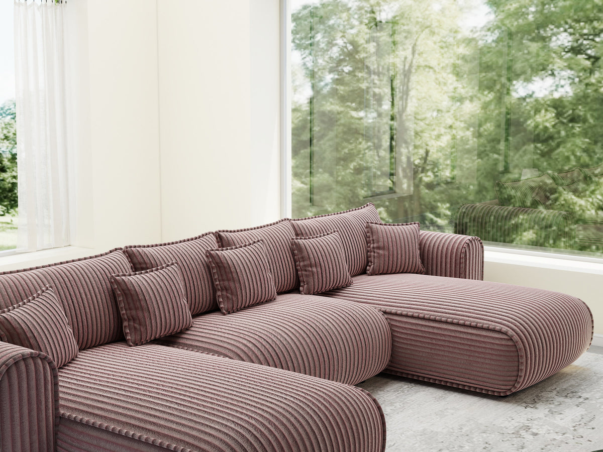 Colțar extensibil dumonde în formă de U cu ladă de depozitare Monaco U Tilia Roz 390x190 cm — imagine 7