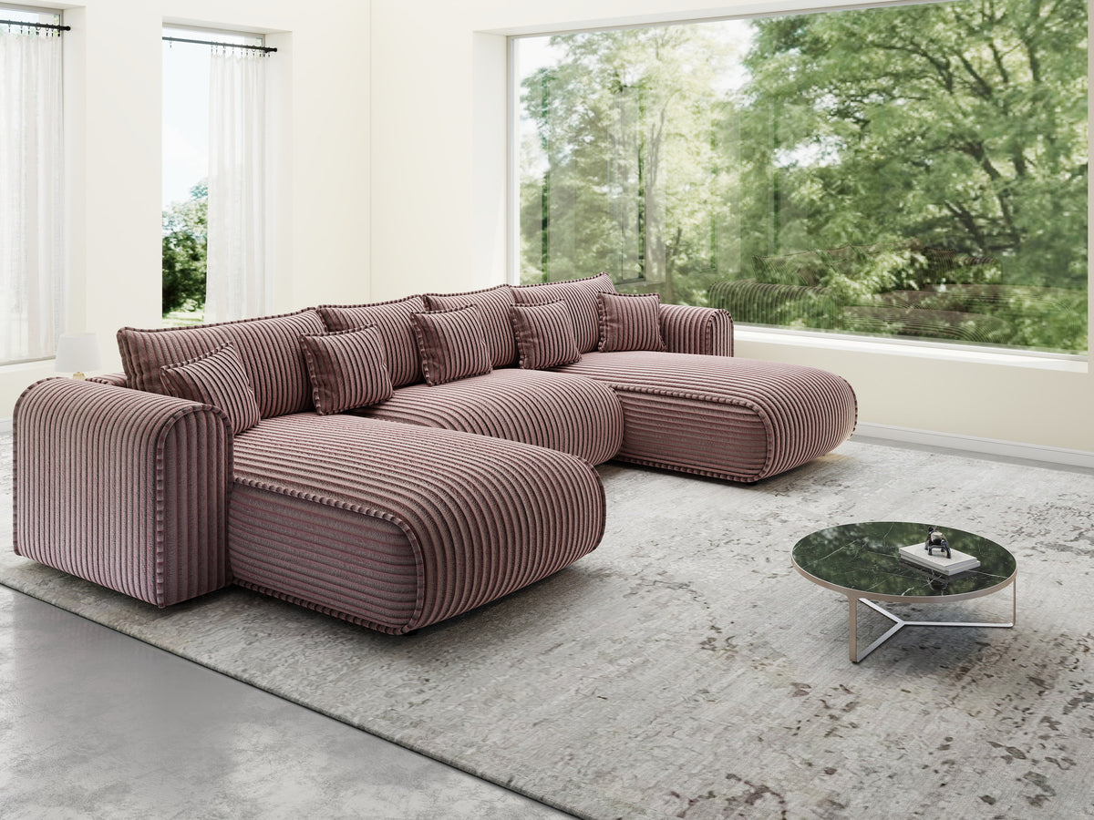 Colțar extensibil dumonde în formă de U cu ladă de depozitare Monaco U Tilia Roz 390x190 cm — imagine 10