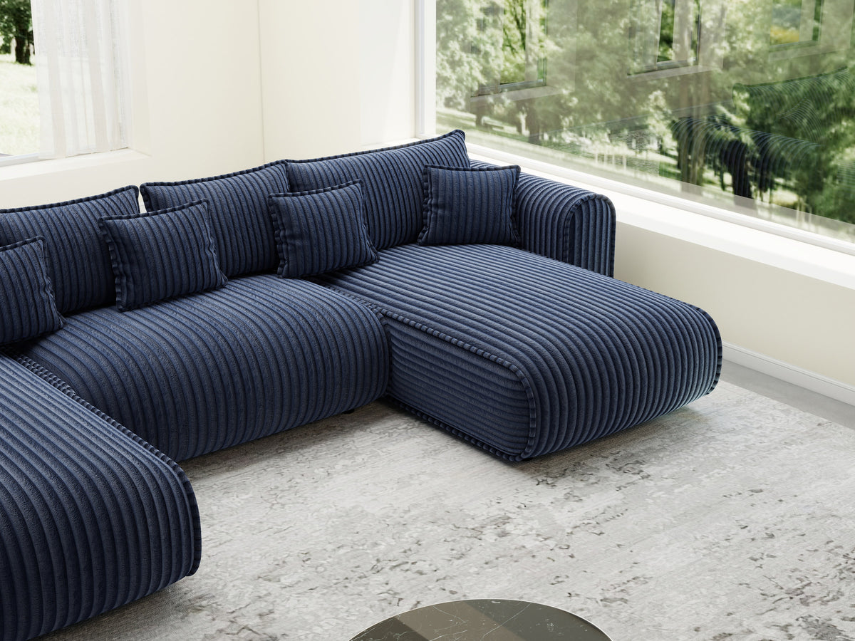 Colțar extensibil dumonde în formă de U cu ladă de depozitare Monaco U Tilia Albastru 390x190 cm — imagine 5