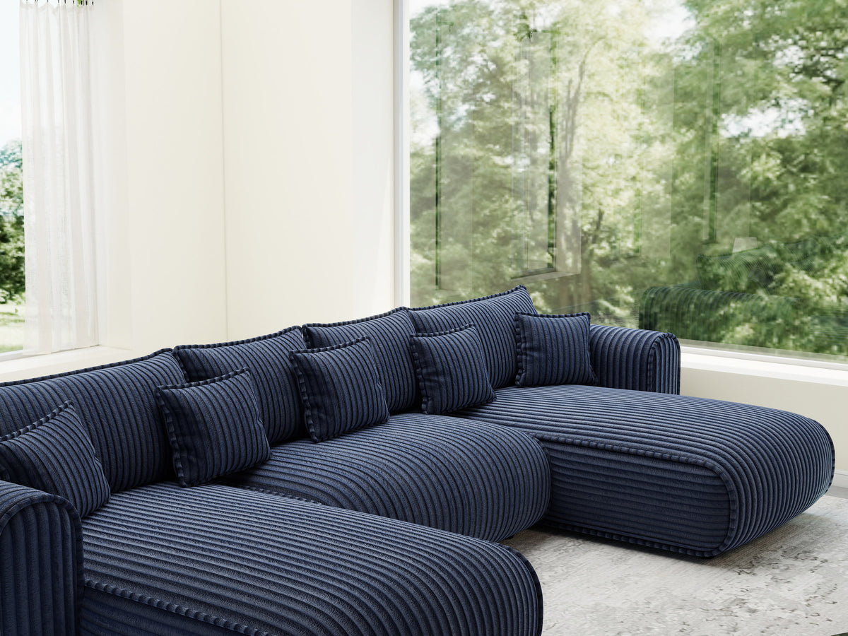 Colțar extensibil dumonde în formă de U cu ladă de depozitare Monaco U Tilia Albastru 390x190 cm — imagine 7