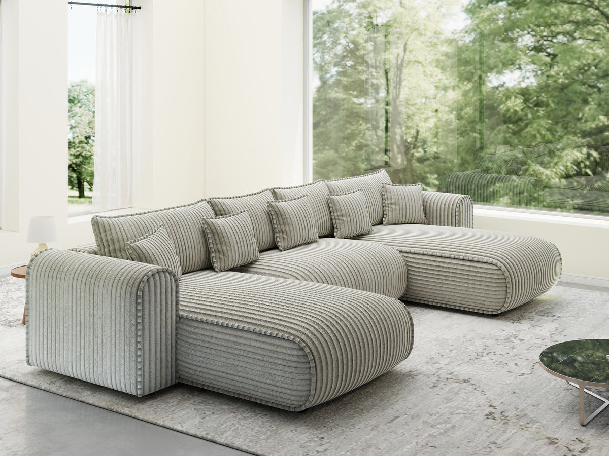Colțar extensibil dumonde în formă de U cu ladă de depozitare Monaco U Tilia Bej 390x190 cm — imagine 1