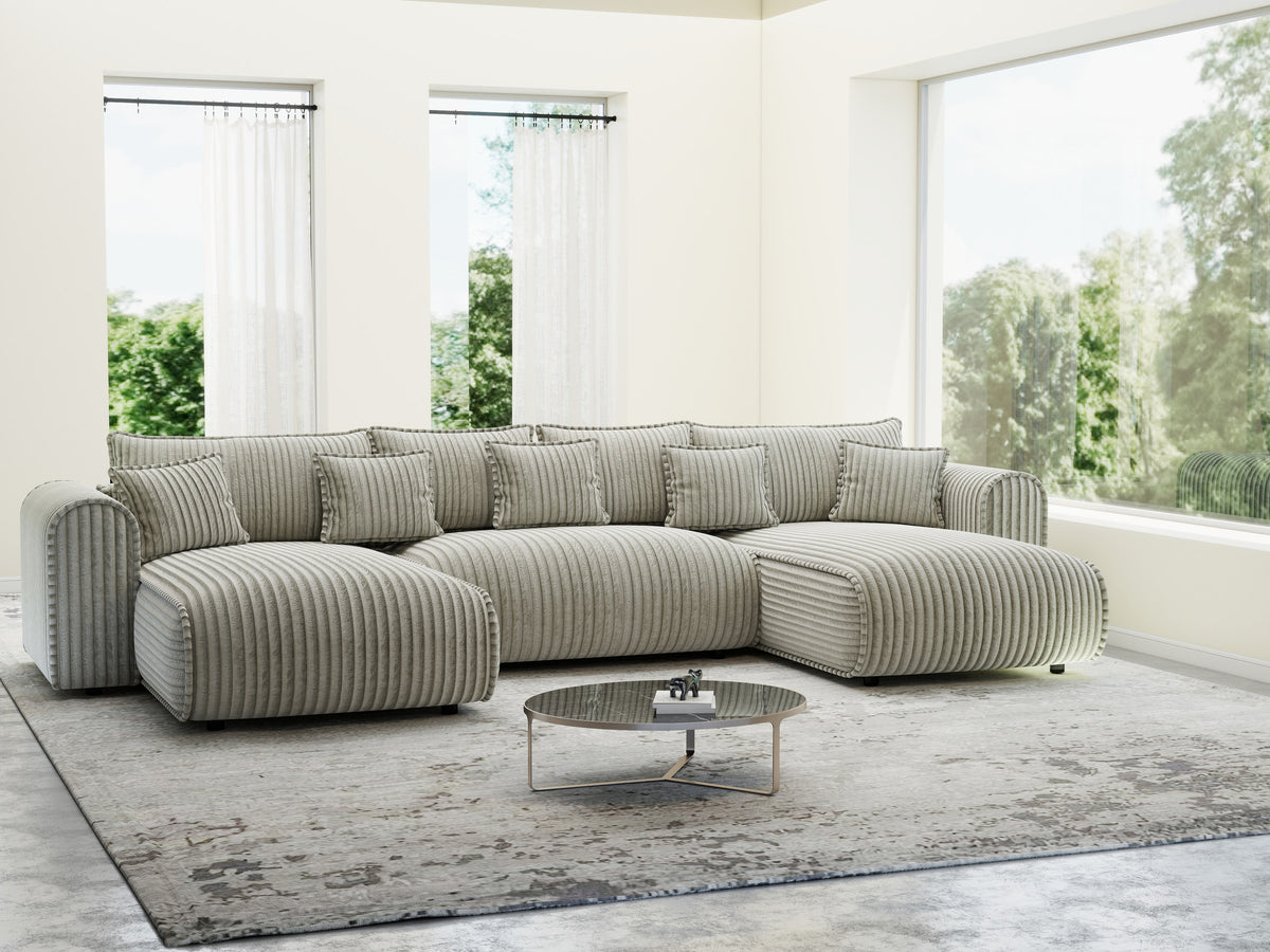 Colțar extensibil dumonde în formă de U cu ladă de depozitare Monaco U Tilia Bej 390x190 cm — imagine 2