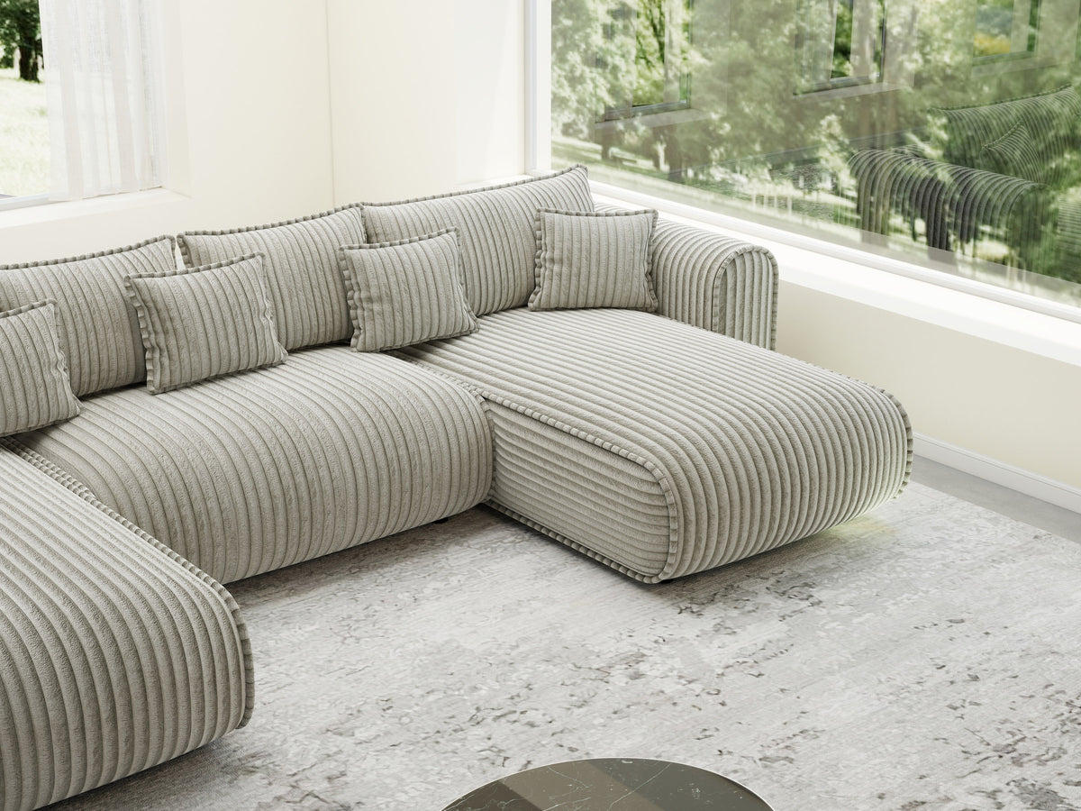 Colțar extensibil dumonde în formă de U cu ladă de depozitare Monaco U Tilia Bej 390x190 cm — imagine 5