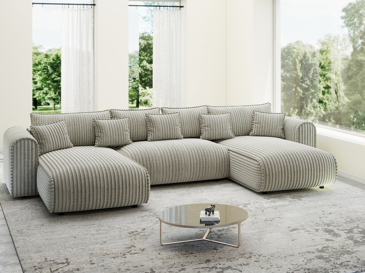 Colțar extensibil dumonde în formă de U cu ladă de depozitare Monaco U Tilia Bej 390x190 cm — imagine 6