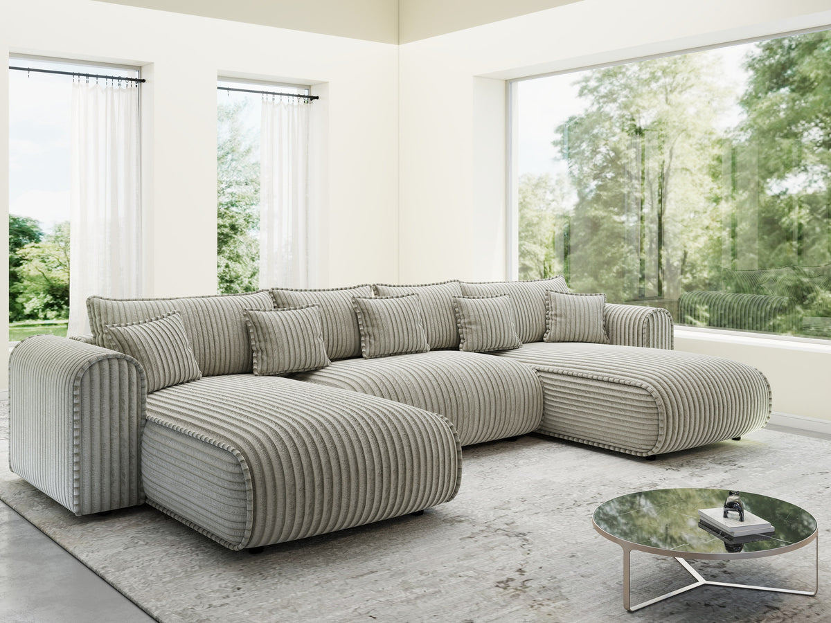 Colțar extensibil dumonde în formă de U cu ladă de depozitare Monaco U Tilia Bej 390x190 cm — imagine 8