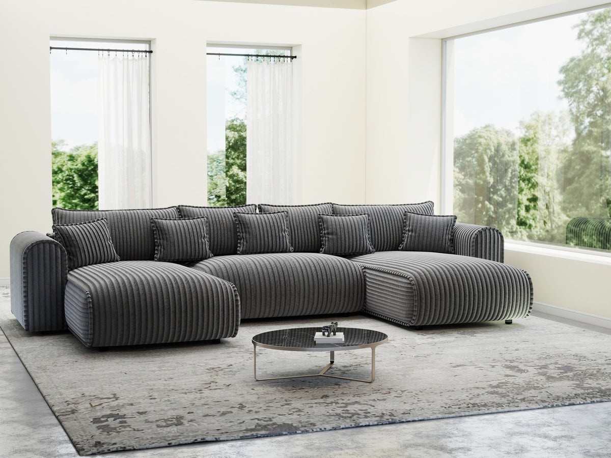 Colțar extensibil dumonde în formă de U cu ladă de depozitare Monaco U Tilia Grafit 390x190 cm — imagine 2