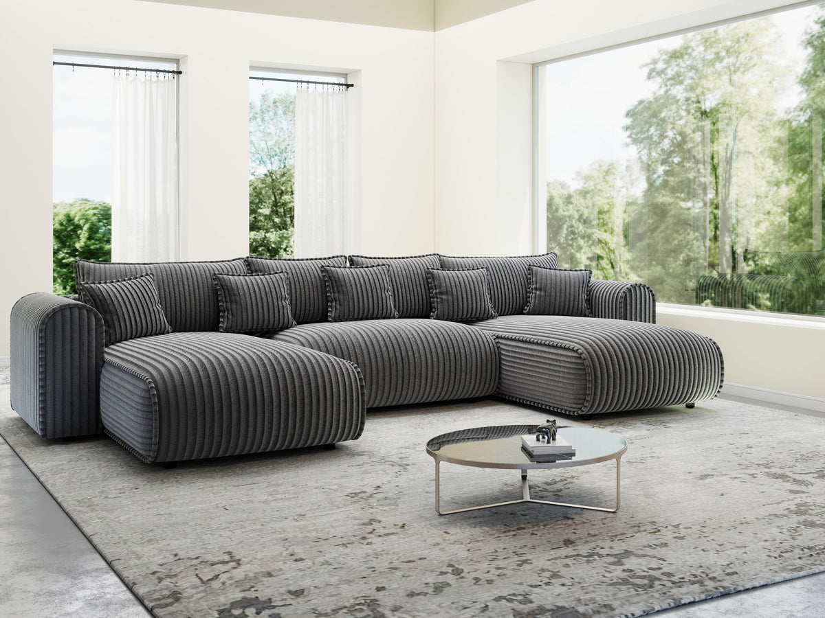 Colțar extensibil dumonde în formă de U cu ladă de depozitare Monaco U Tilia Grafit 390x190 cm — imagine 4
