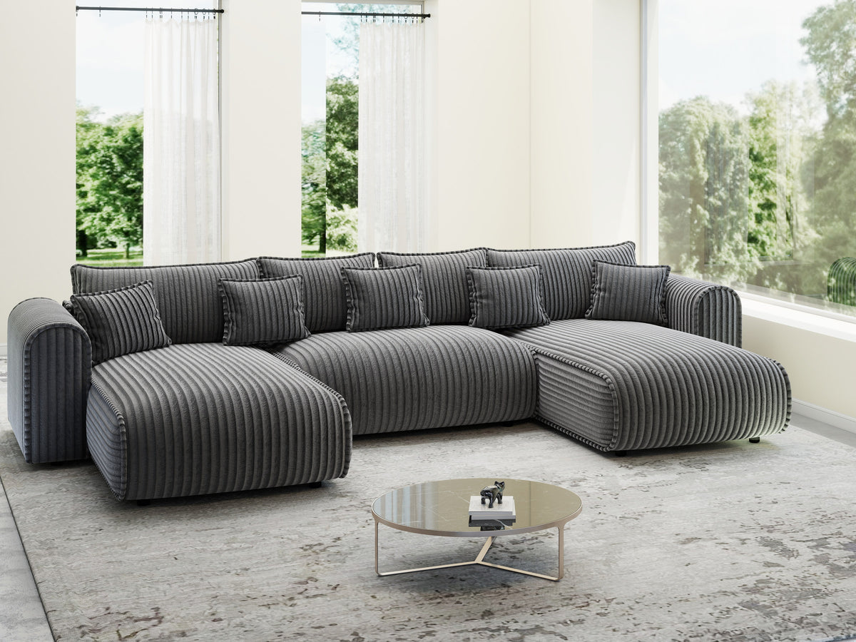 Colțar extensibil dumonde în formă de U cu ladă de depozitare Monaco U Tilia Grafit 390x190 cm — imagine 6