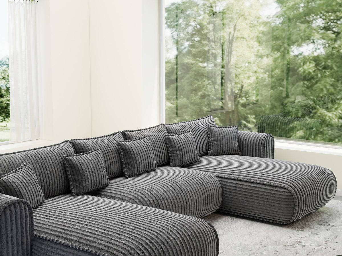 Colțar extensibil dumonde în formă de U cu ladă de depozitare Monaco U Tilia Grafit 390x190 cm — imagine 7