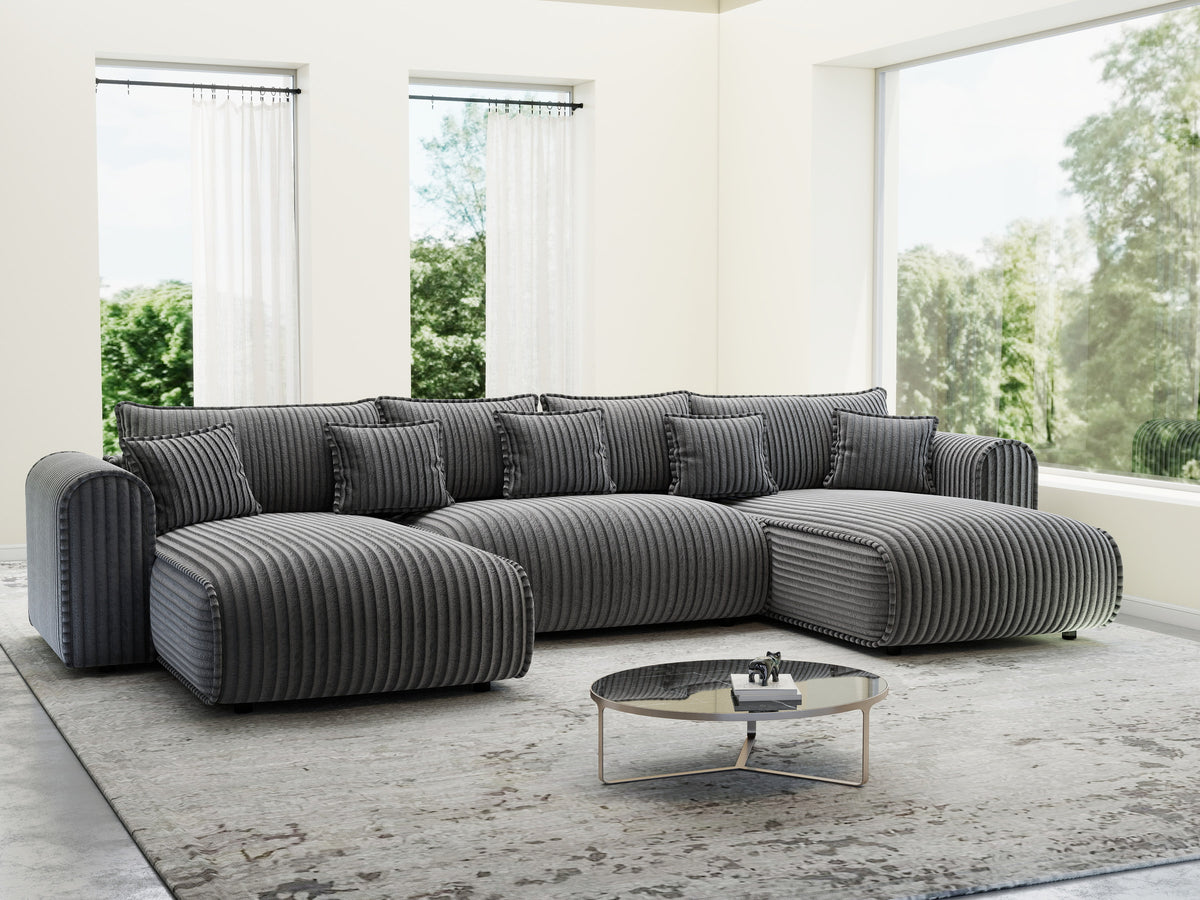 Colțar extensibil dumonde în formă de U cu ladă de depozitare Monaco U Tilia Grafit 390x190 cm — imagine 9