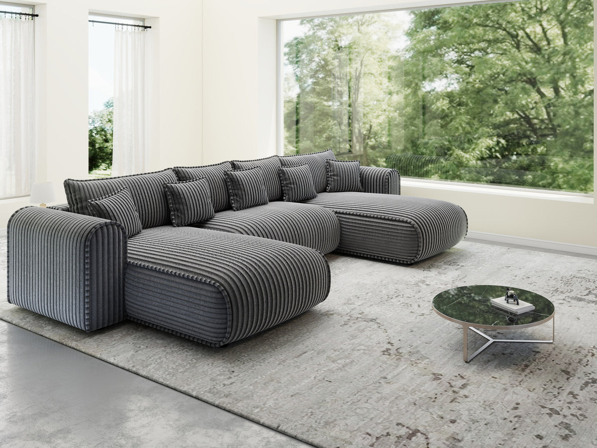 Colțar extensibil dumonde în formă de U cu ladă de depozitare Monaco U Tilia Grafit 390x190 cm — imagine 10