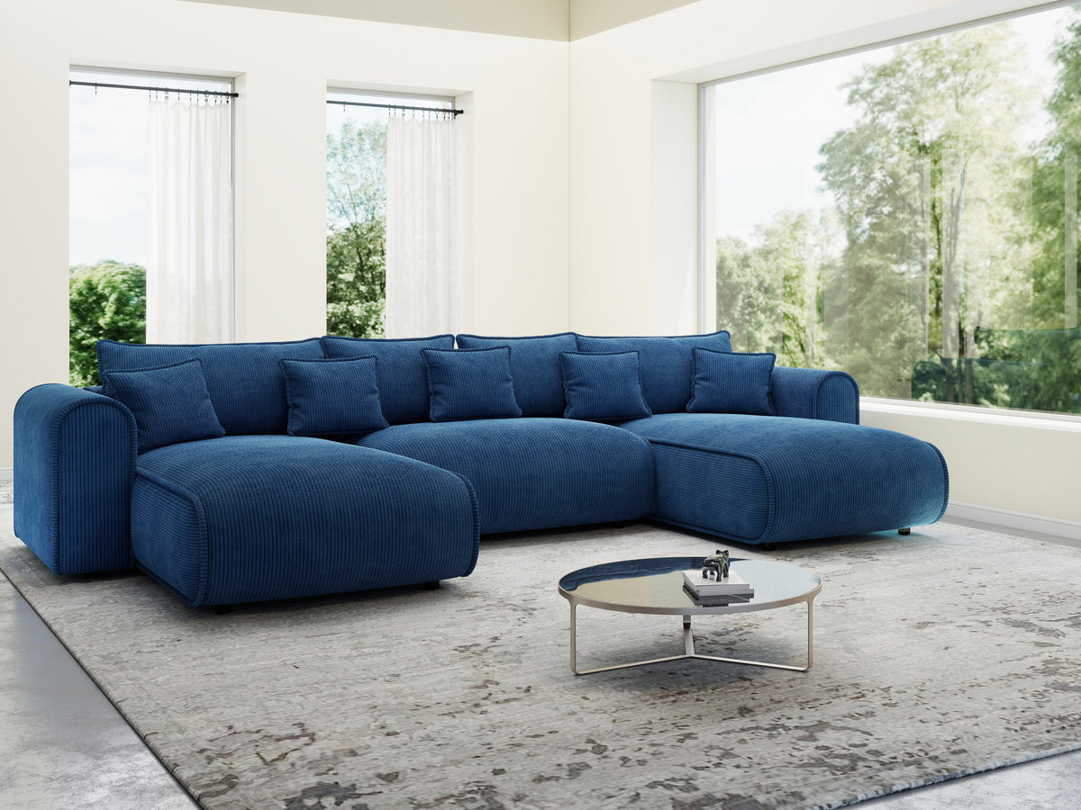 Colțar extensibil dumonde în formă de U cu ladă de depozitare Monaco U Zoom Albastru 390x190 cm — imagine 4