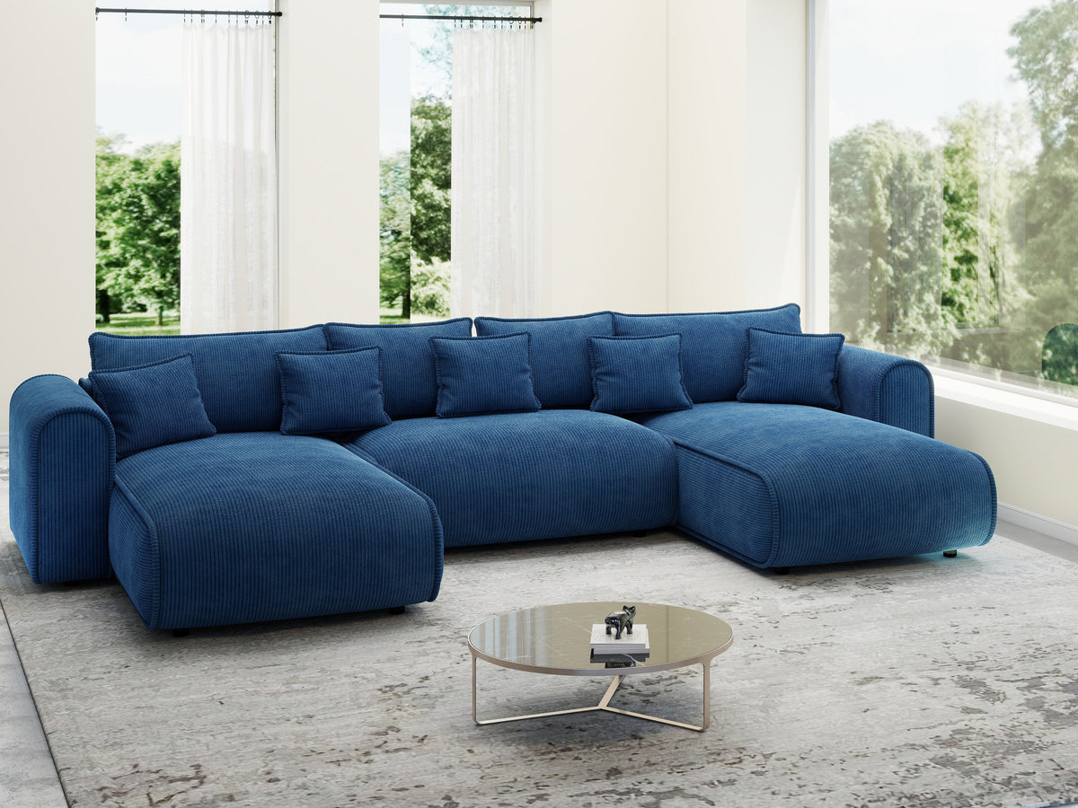 Colțar extensibil dumonde în formă de U cu ladă de depozitare Monaco U Zoom Albastru 390x190 cm — imagine 6