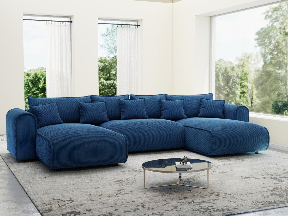 Colțar extensibil dumonde în formă de U cu ladă de depozitare Monaco U Zoom Albastru 390x190 cm — imagine 9