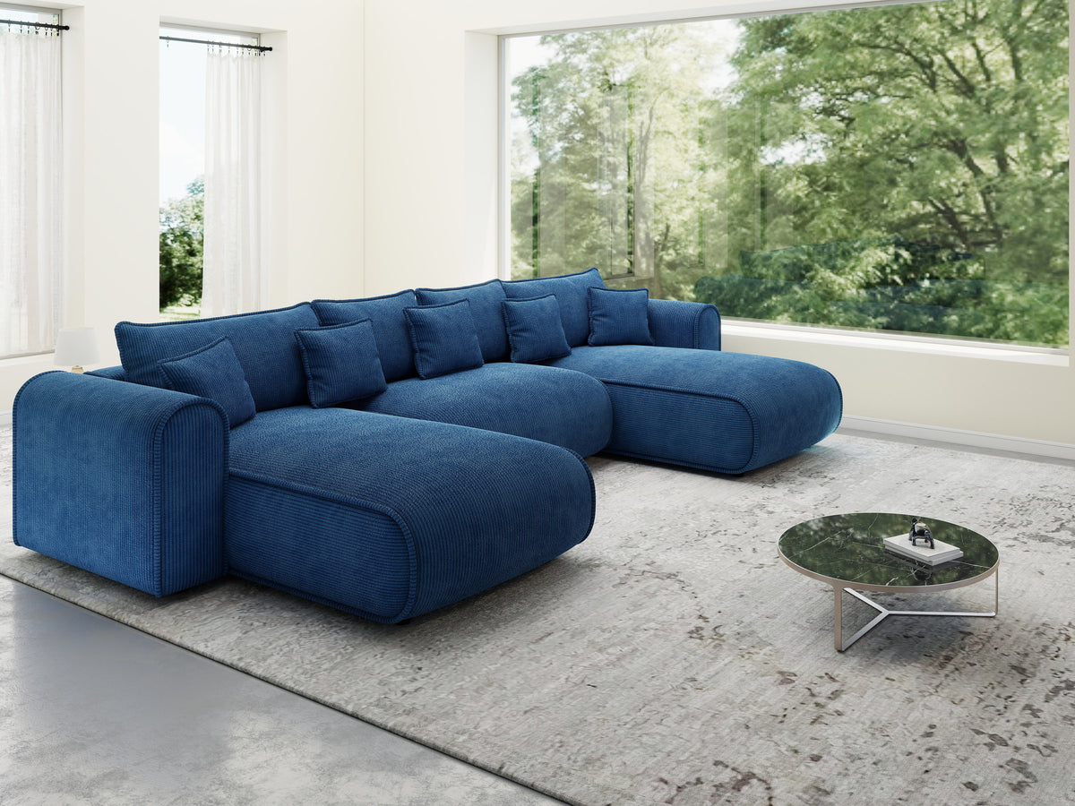 Colțar extensibil dumonde în formă de U cu ladă de depozitare Monaco U Zoom Albastru 390x190 cm — imagine 10