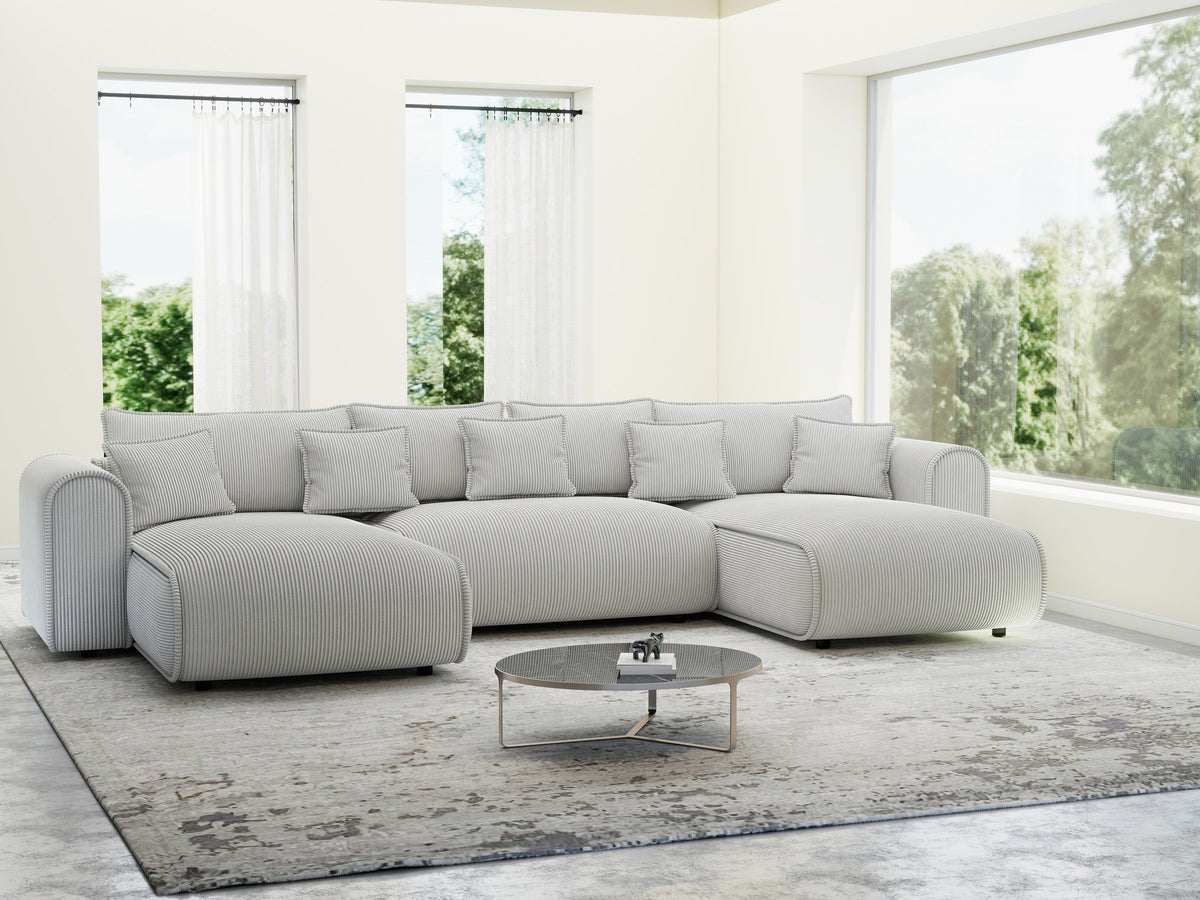 Colțar extensibil dumonde în formă de U cu ladă de depozitare Monaco U Zoom Pearl 390x190 cm — imagine 2
