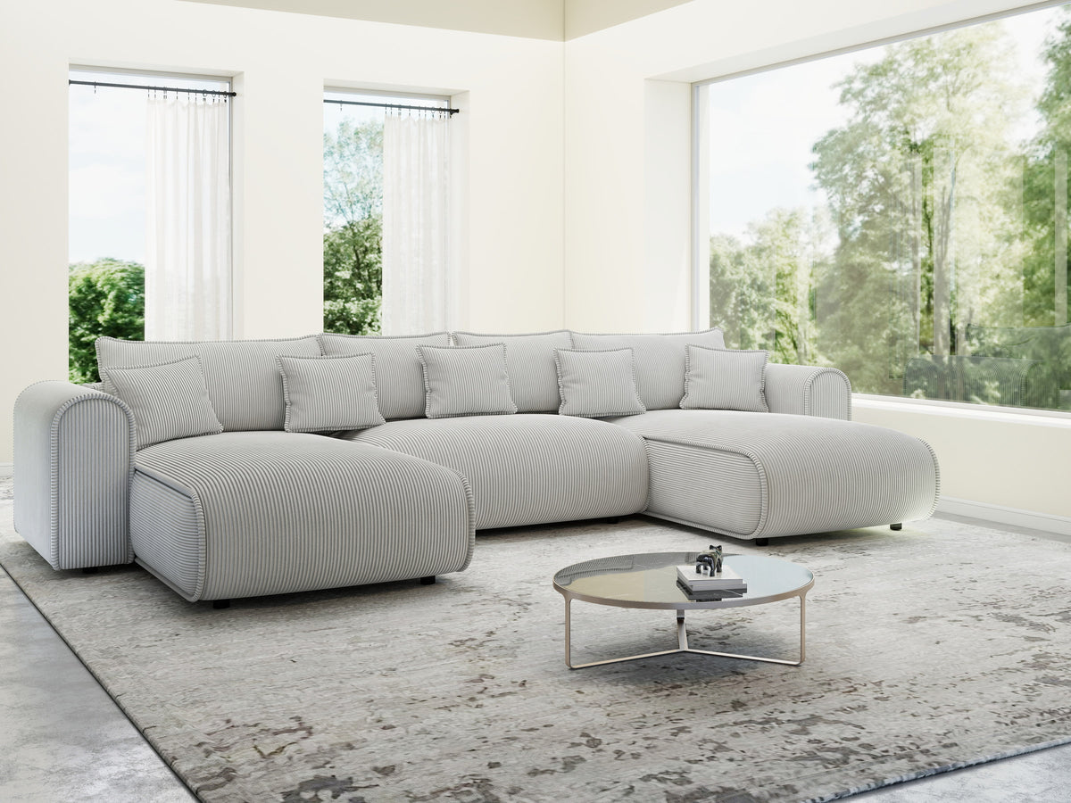 Colțar extensibil dumonde în formă de U cu ladă de depozitare Monaco U Zoom Pearl 390x190 cm — imagine 4