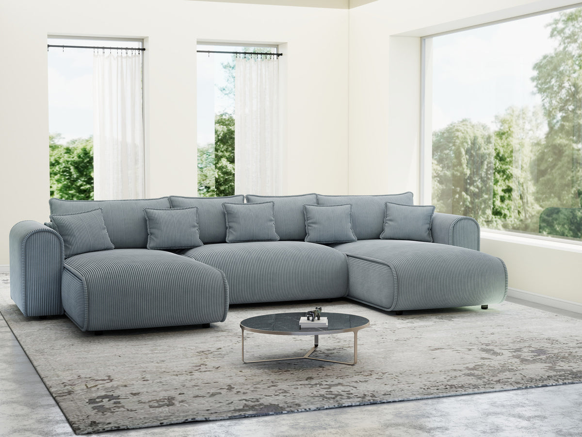 Colțar extensibil dumonde în formă de U cu ladă de depozitare Monaco U Zoom Gri 390x190 cm — imagine 2