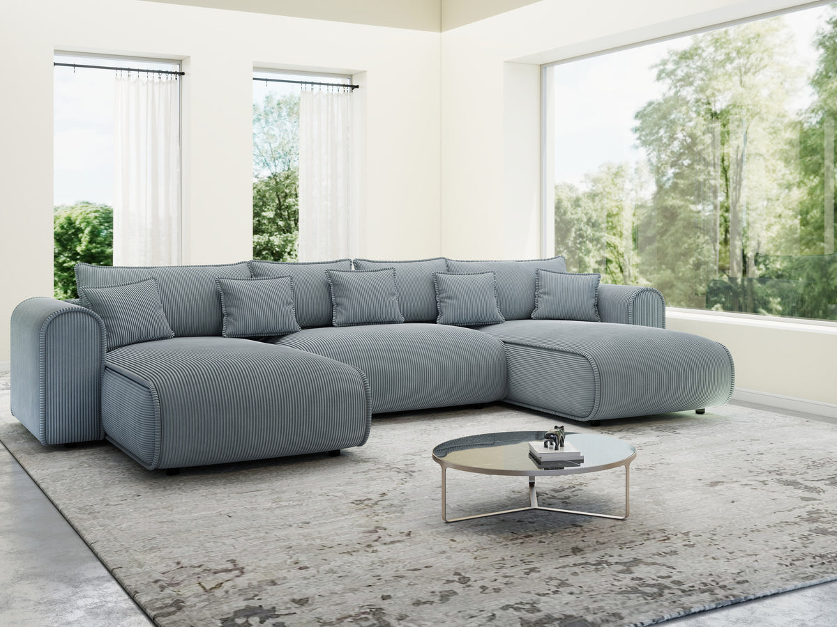Colțar extensibil dumonde în formă de U cu ladă de depozitare Monaco U Zoom Gri 390x190 cm — imagine 4