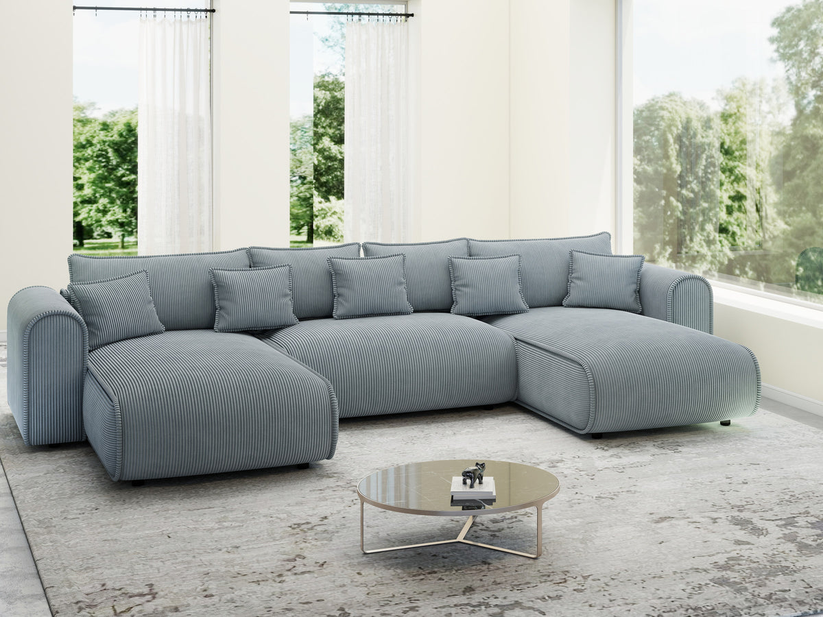 Colțar extensibil dumonde în formă de U cu ladă de depozitare Monaco U Zoom Gri 390x190 cm — imagine 6