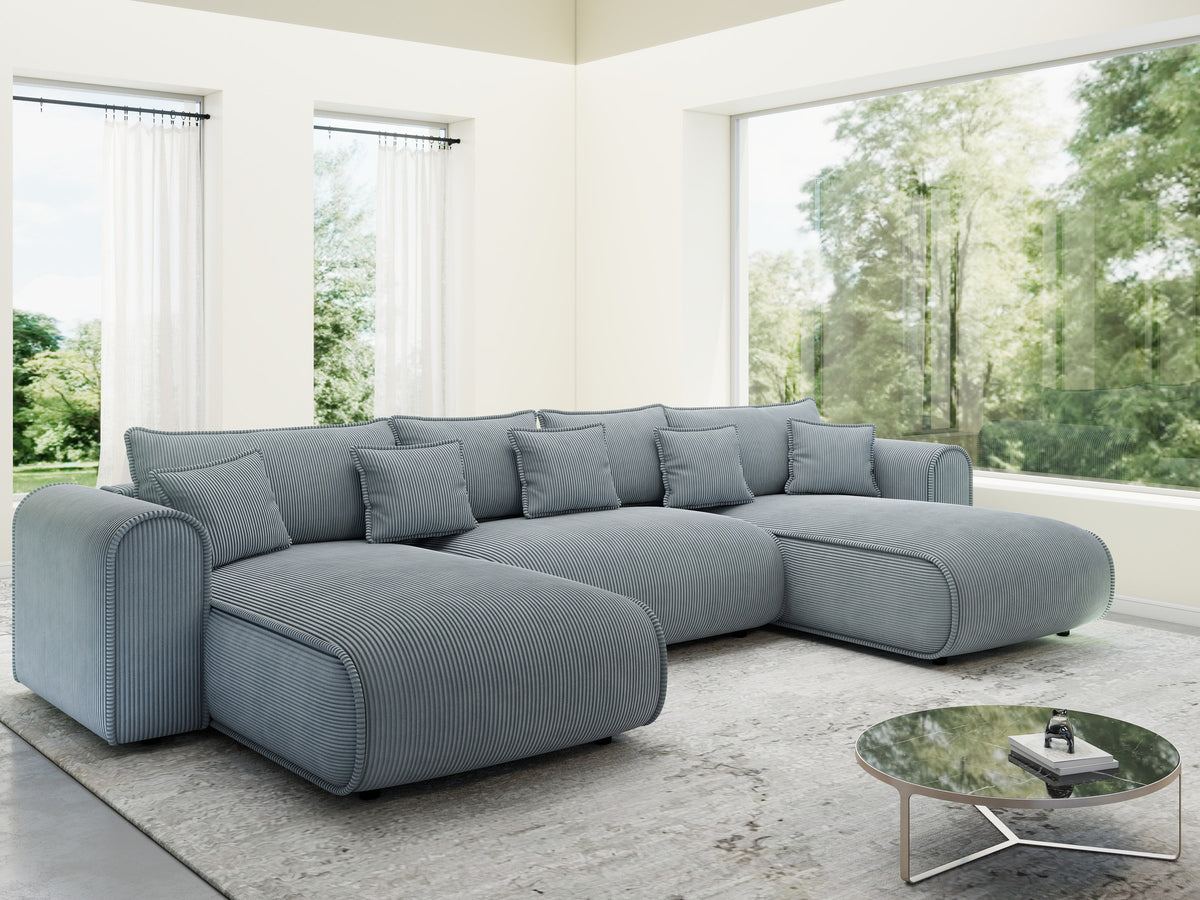Colțar extensibil dumonde în formă de U cu ladă de depozitare Monaco U Zoom Gri 390x190 cm — imagine 8